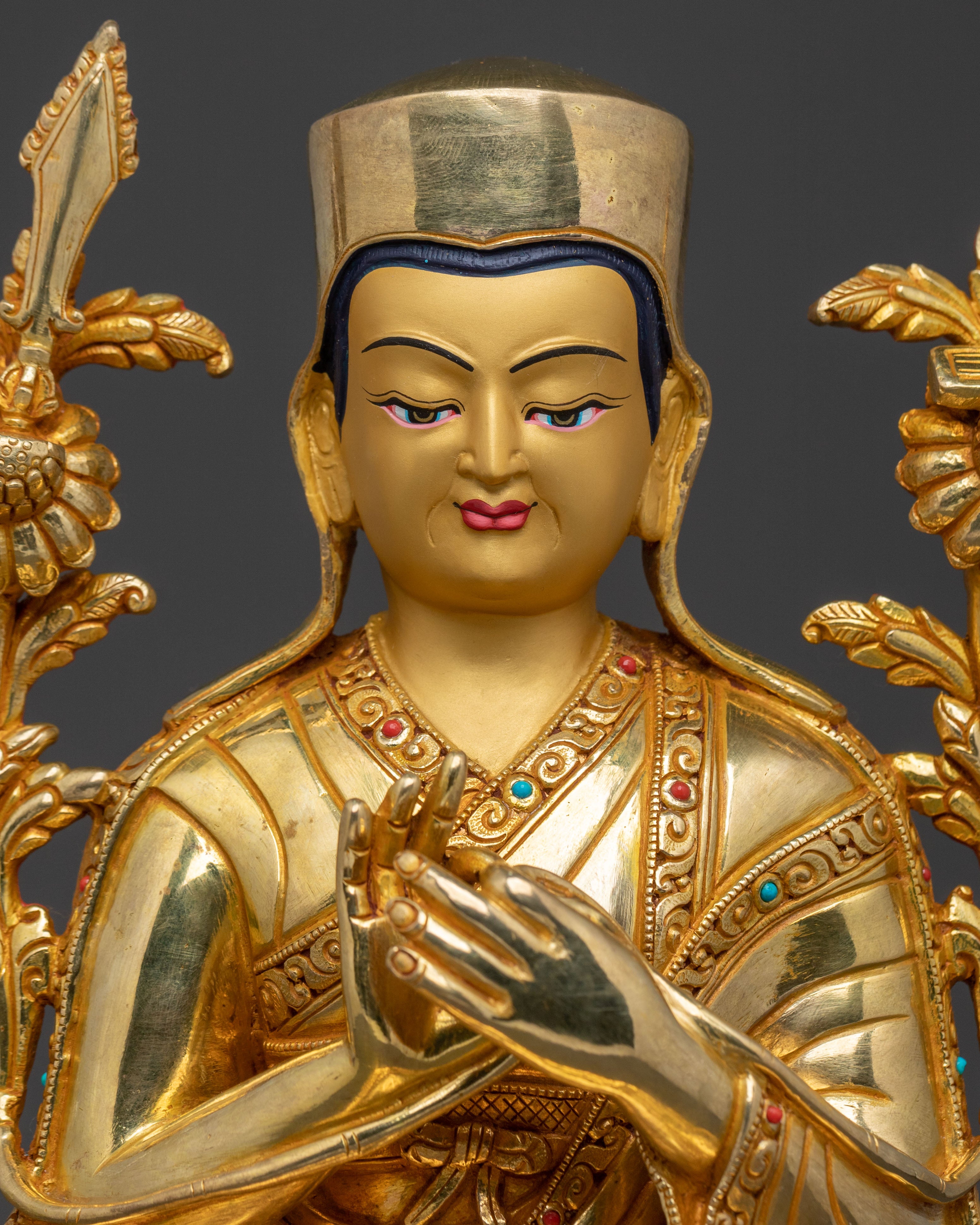Shakya Master: 24K Gold Gilded Enlightenment Statue Set