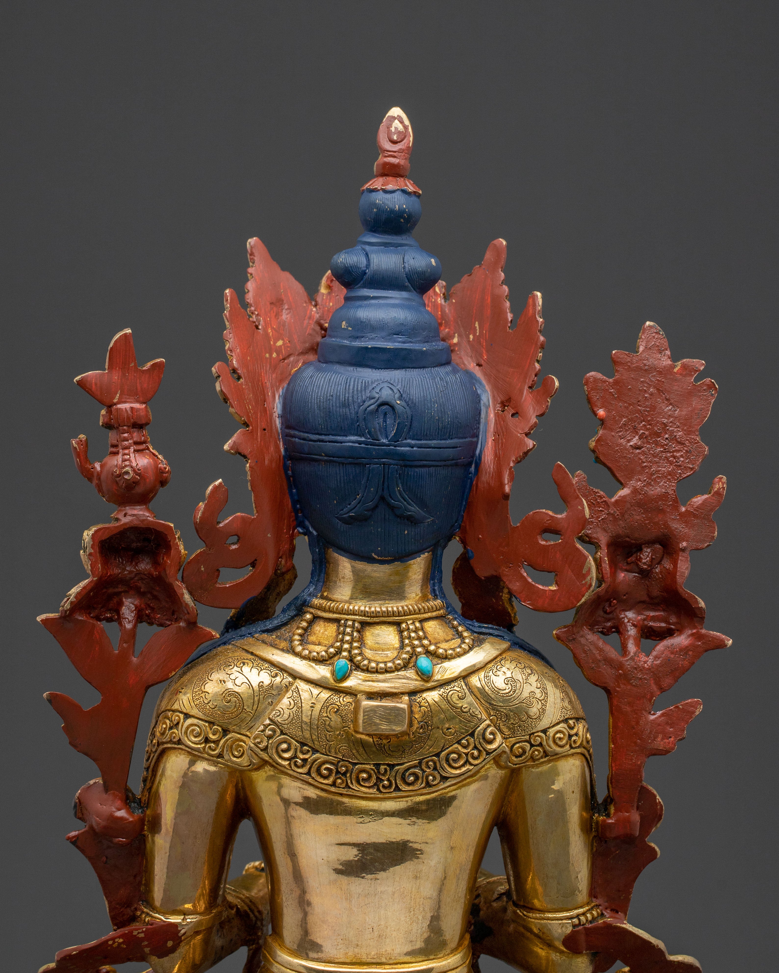 Maitreya Buddha Handcrafted Sacred Statue with 24K Gold Gilding