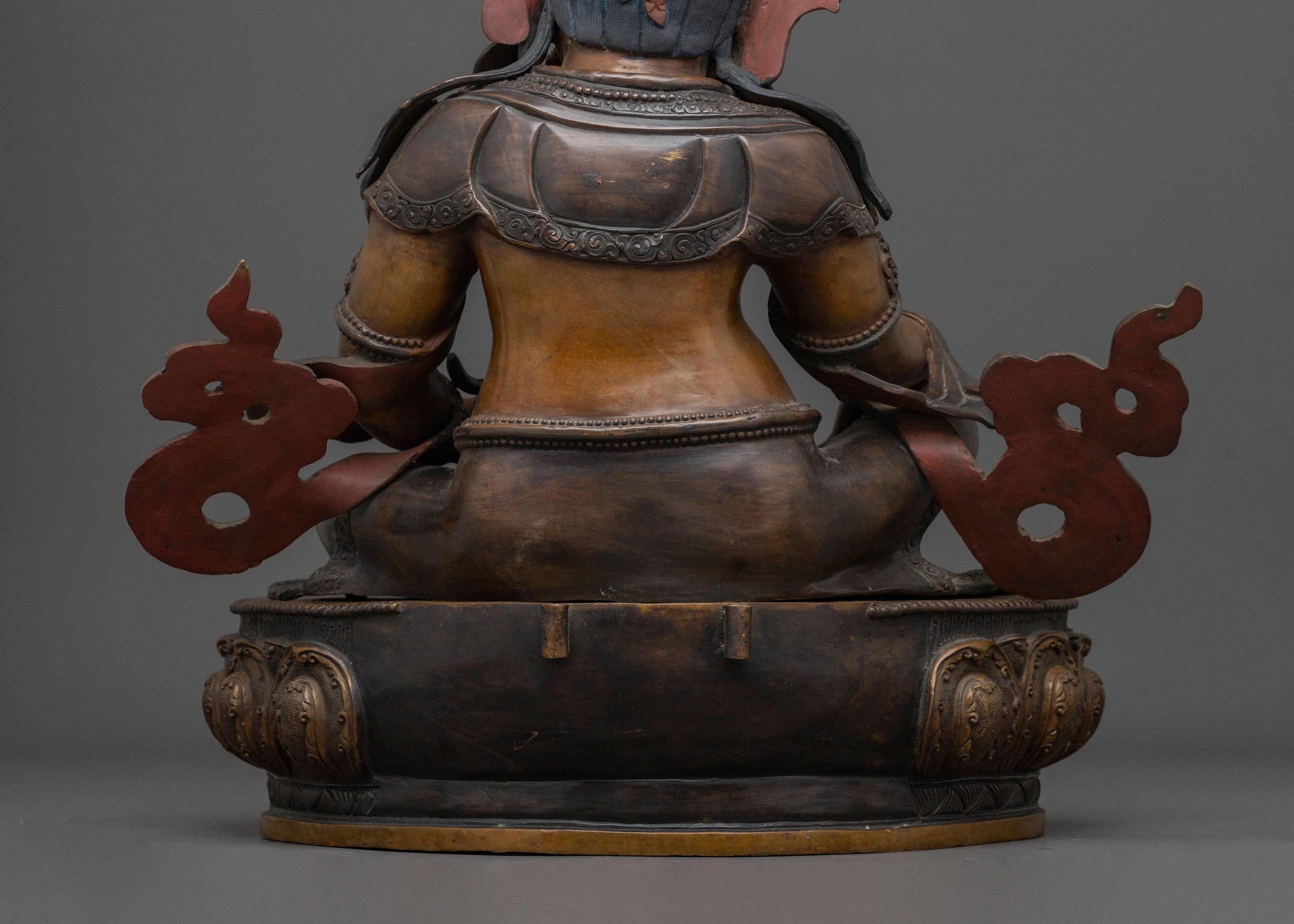 Tibetan Buddhist Dzambhala Statue: Oxidized Copper