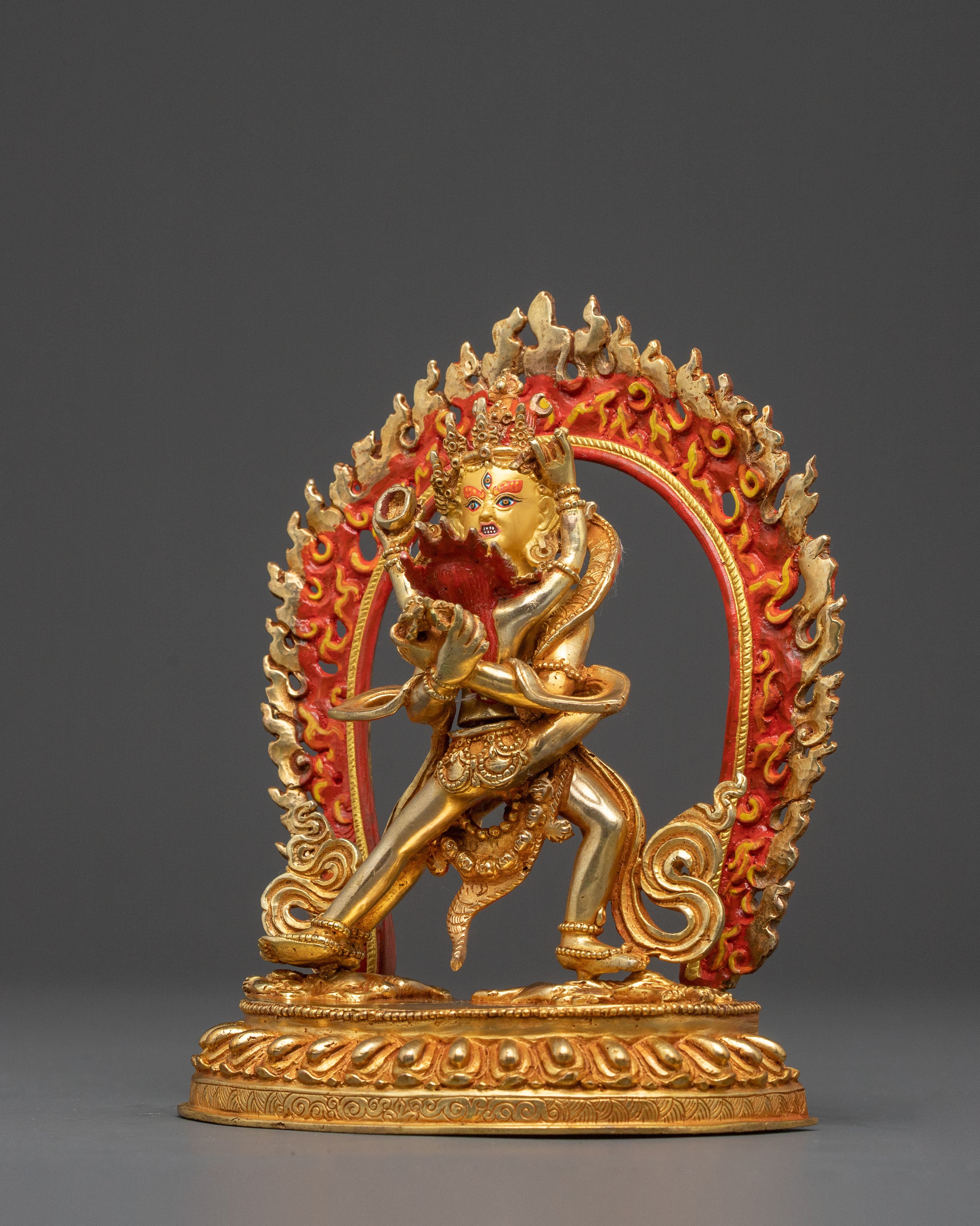 Exquisite Gold Gilded Heruka Deity Chakrasambhara Statue
