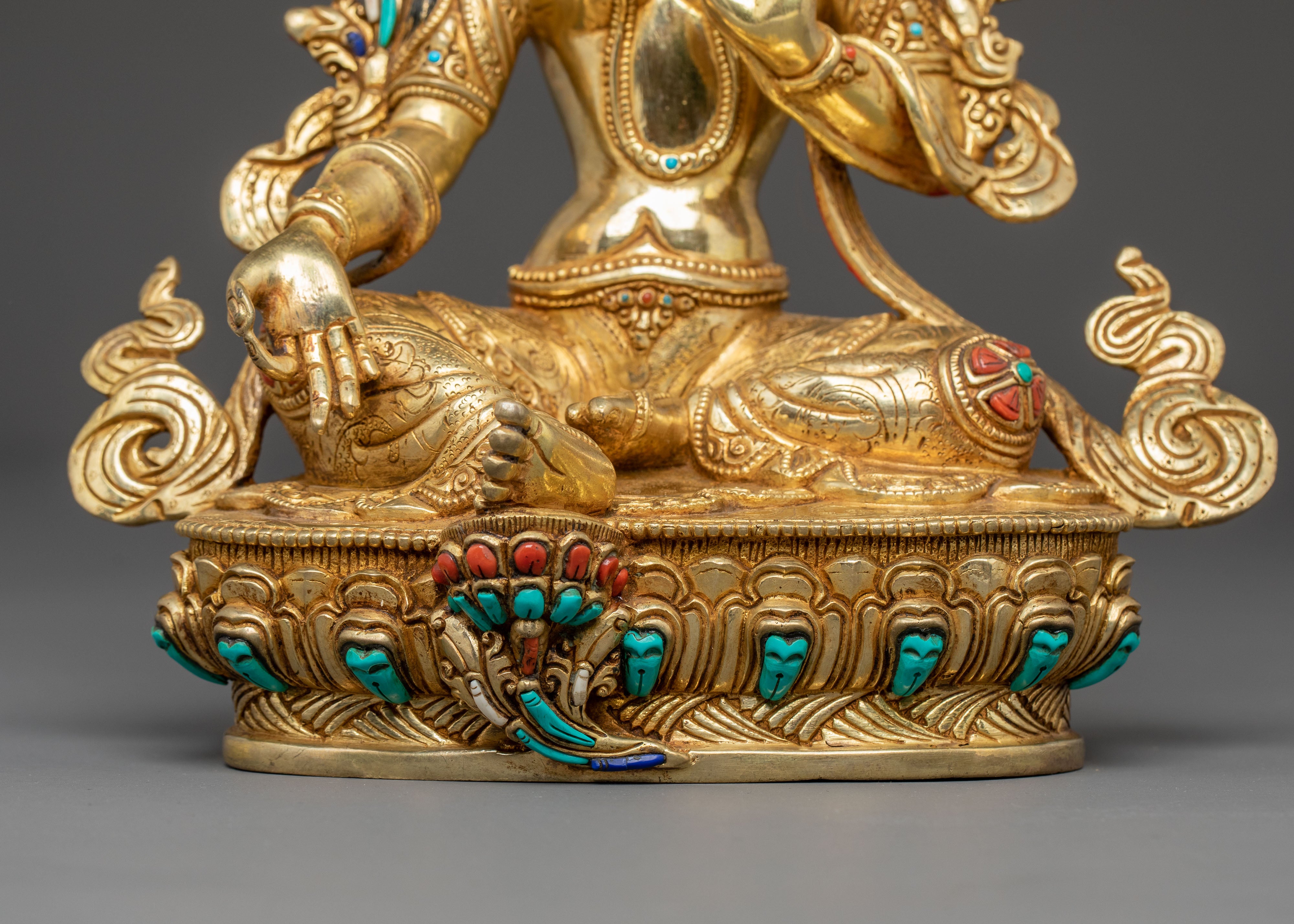 Green Tara Compassion Statue – Gilded Copper Artwork