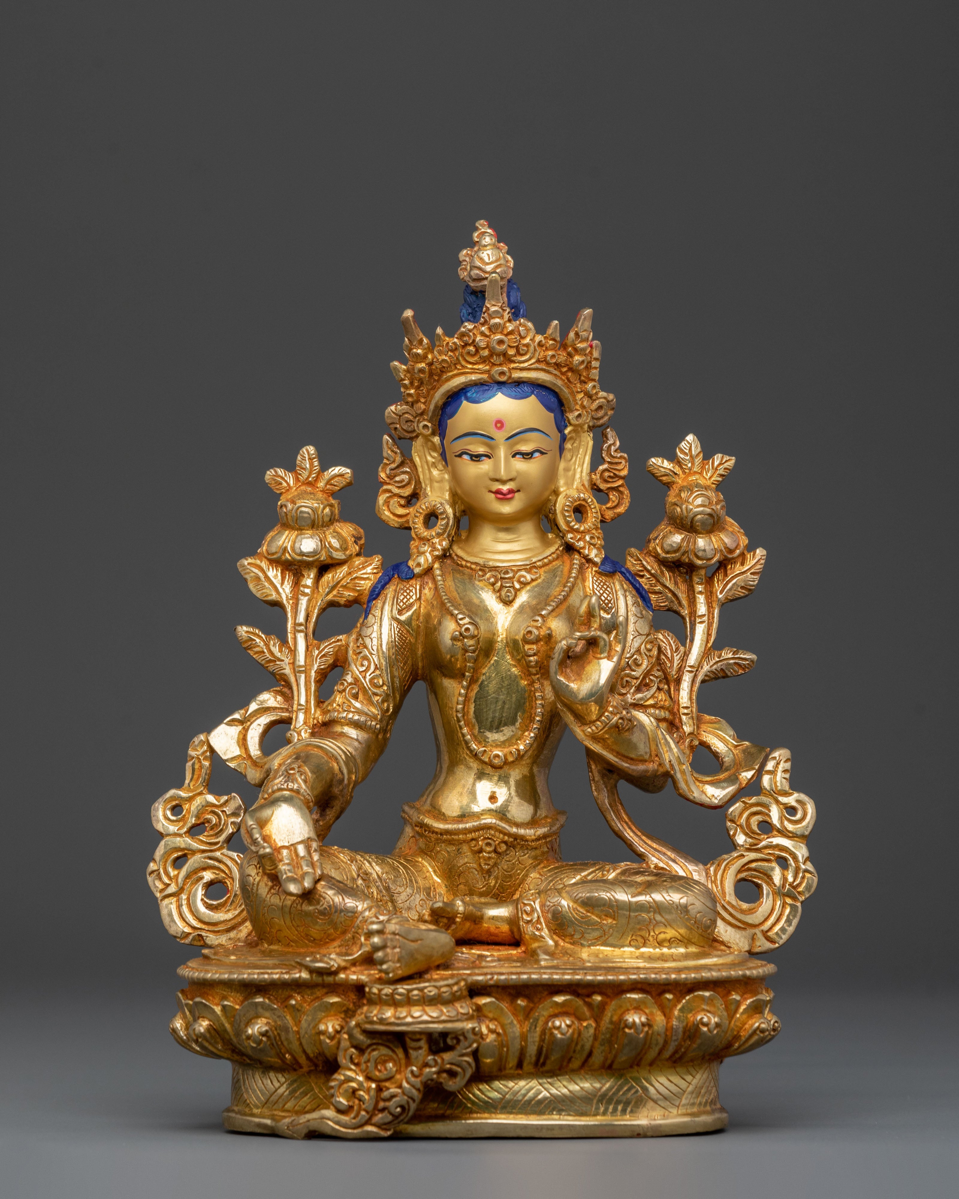 21 Tara: Handcrafted 24K Gold Gilded Statue Set