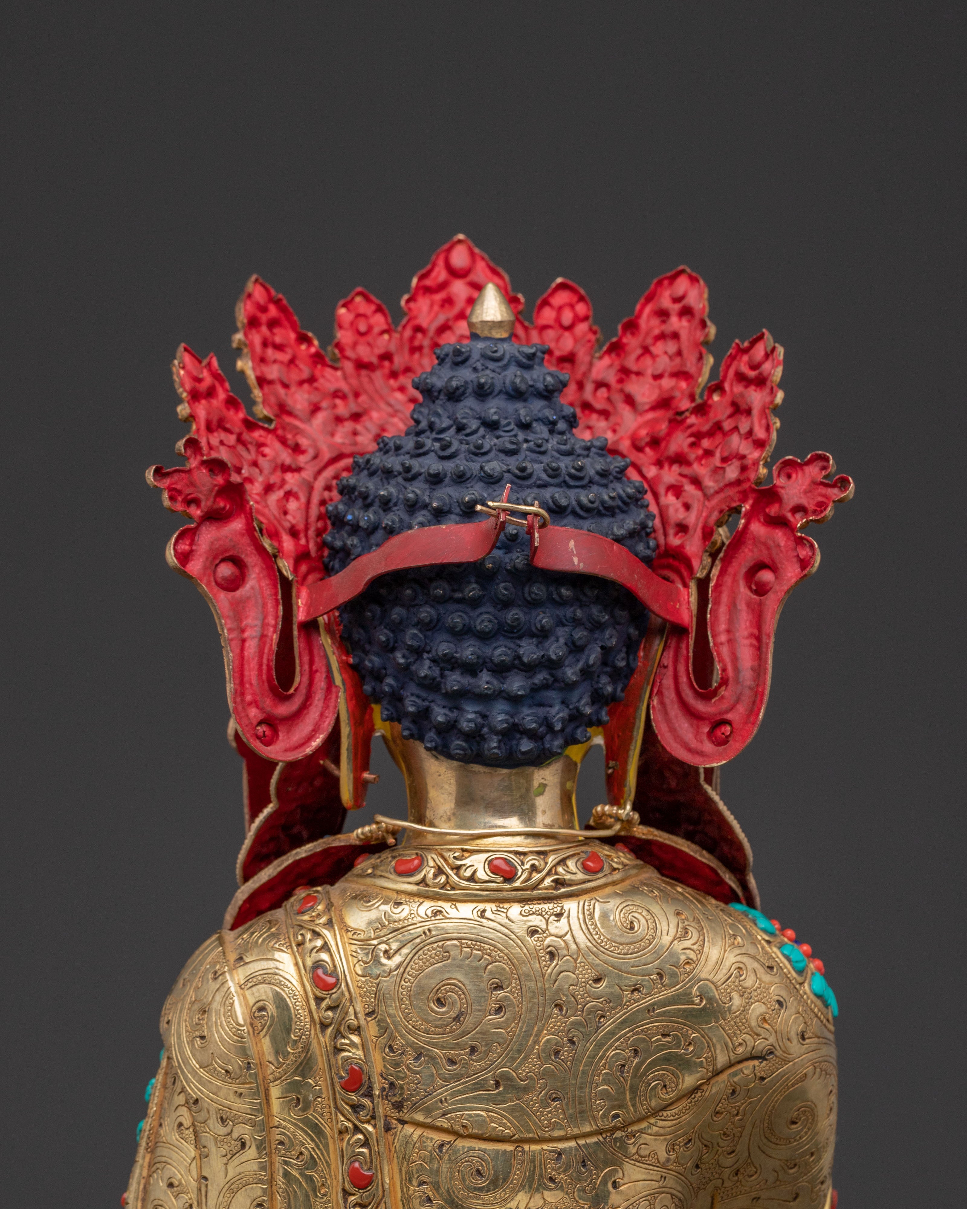 Shakyamuni Buddha Golden Statue with Crown – Himalayan Craft