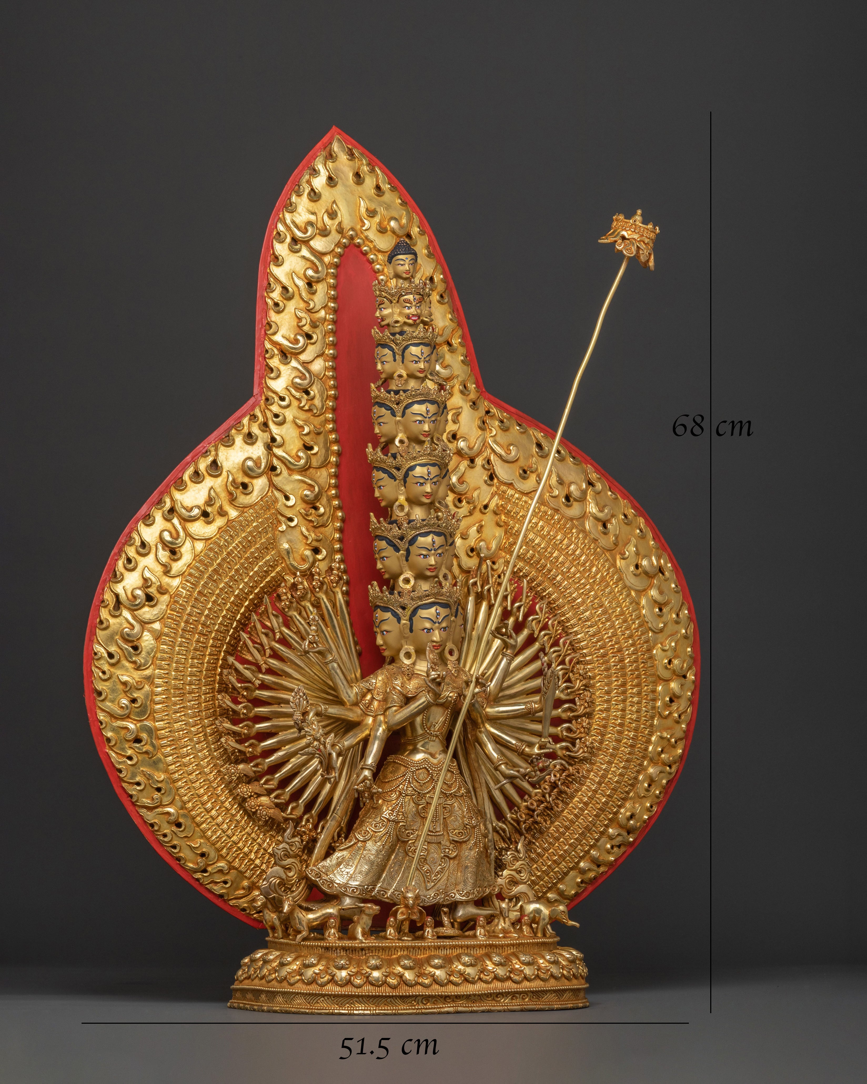 1000 Armed Dukar Golden Statue | 24K Gold Gilded