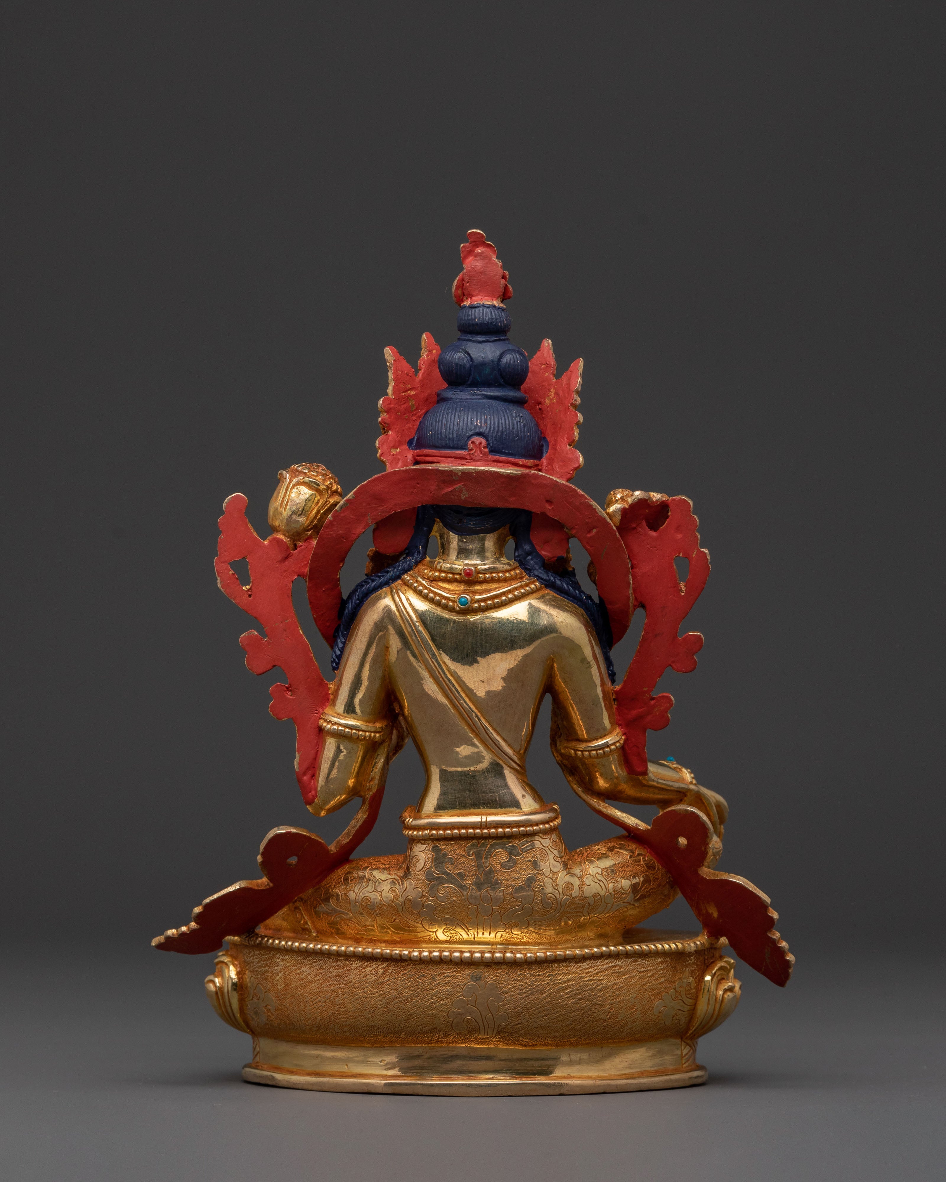 Green Tara Statue | 24K Gold Gilded Figure