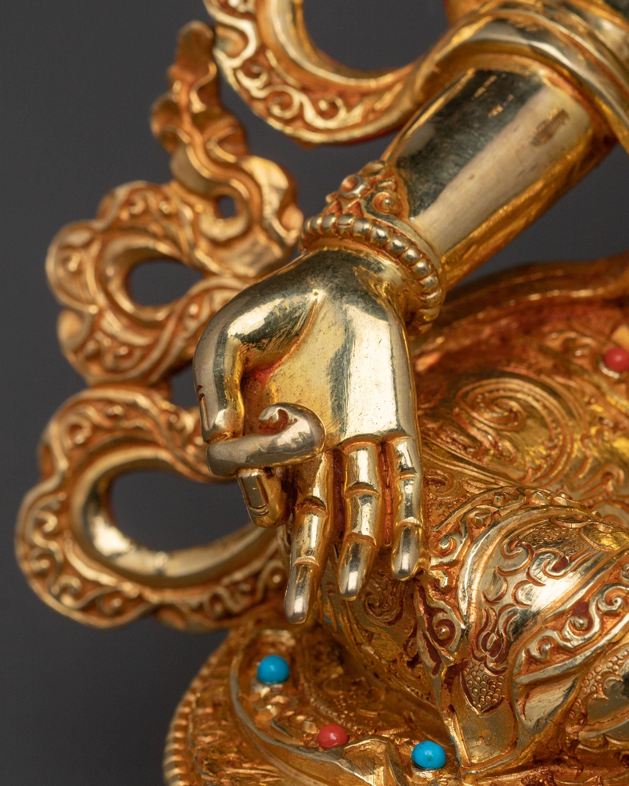 Green Tara Goddess Icon | 24K Gold Gilded Statue