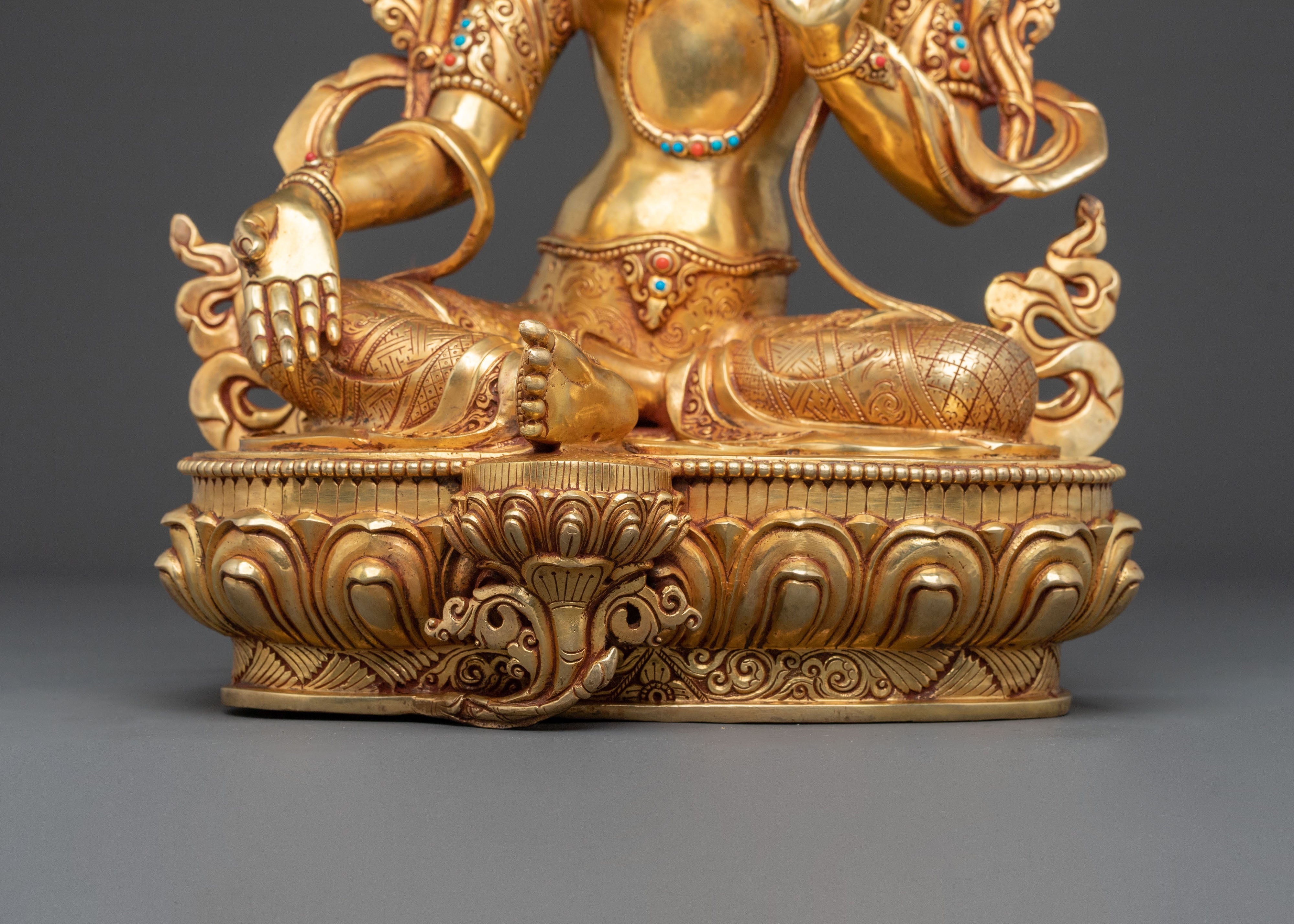 Green Tara Buddhist Protection Sculpture | Goddess of Swift Compassion