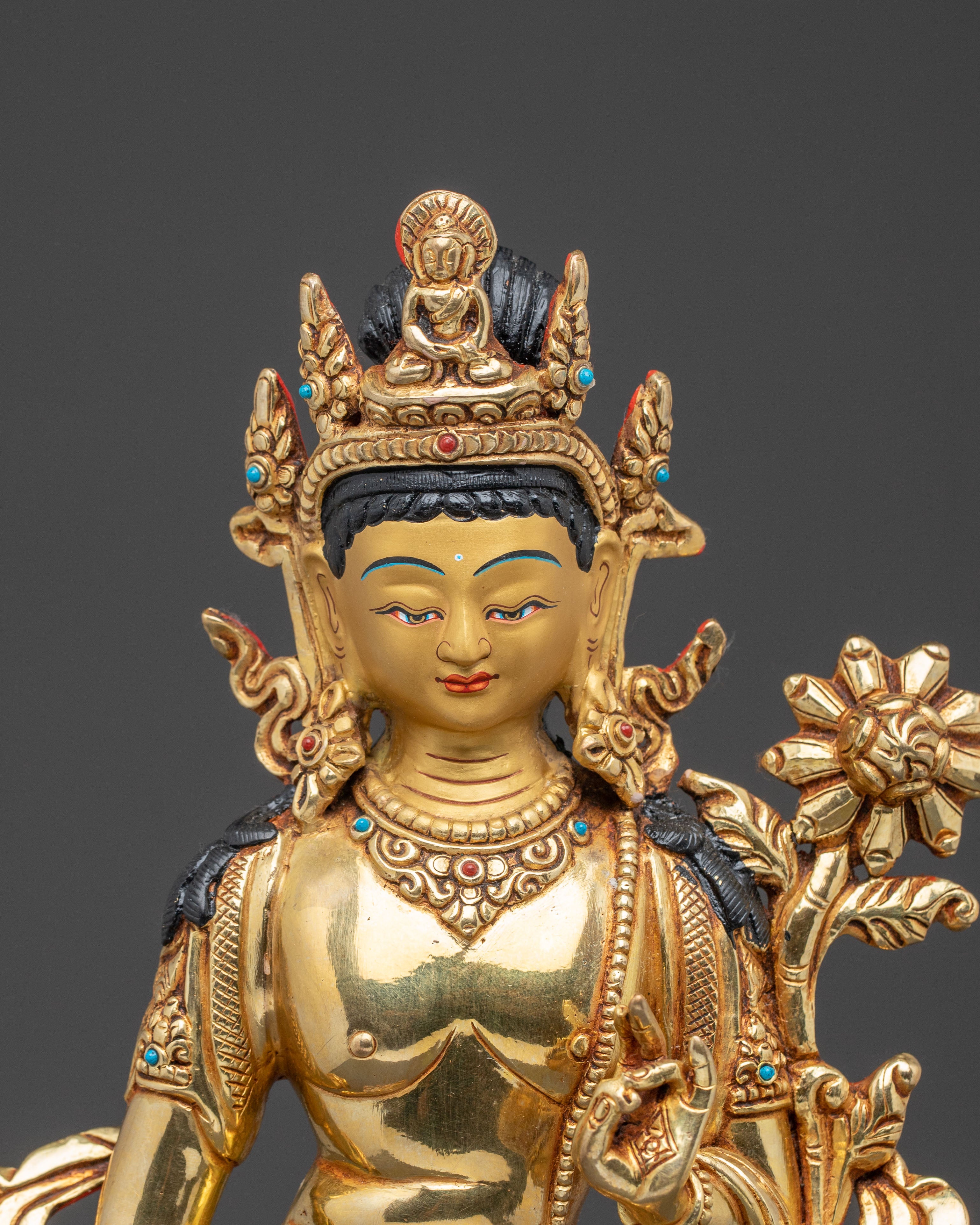 Divine Avalokiteshvara Golden Statue - 24K Gold Gilded