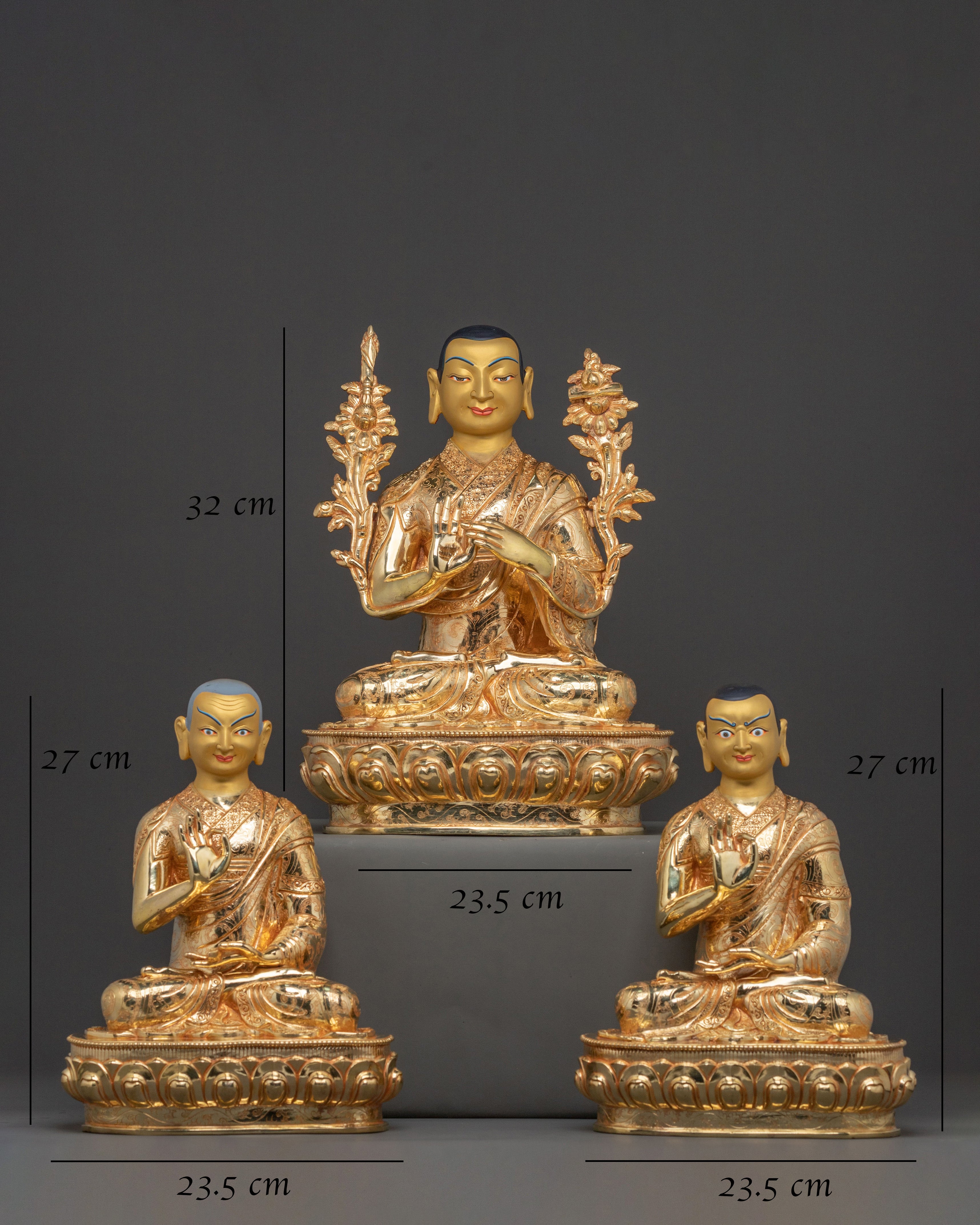 Tsongkhapa and Disciples Altar Statue | Tibetan Buddhist Decor
