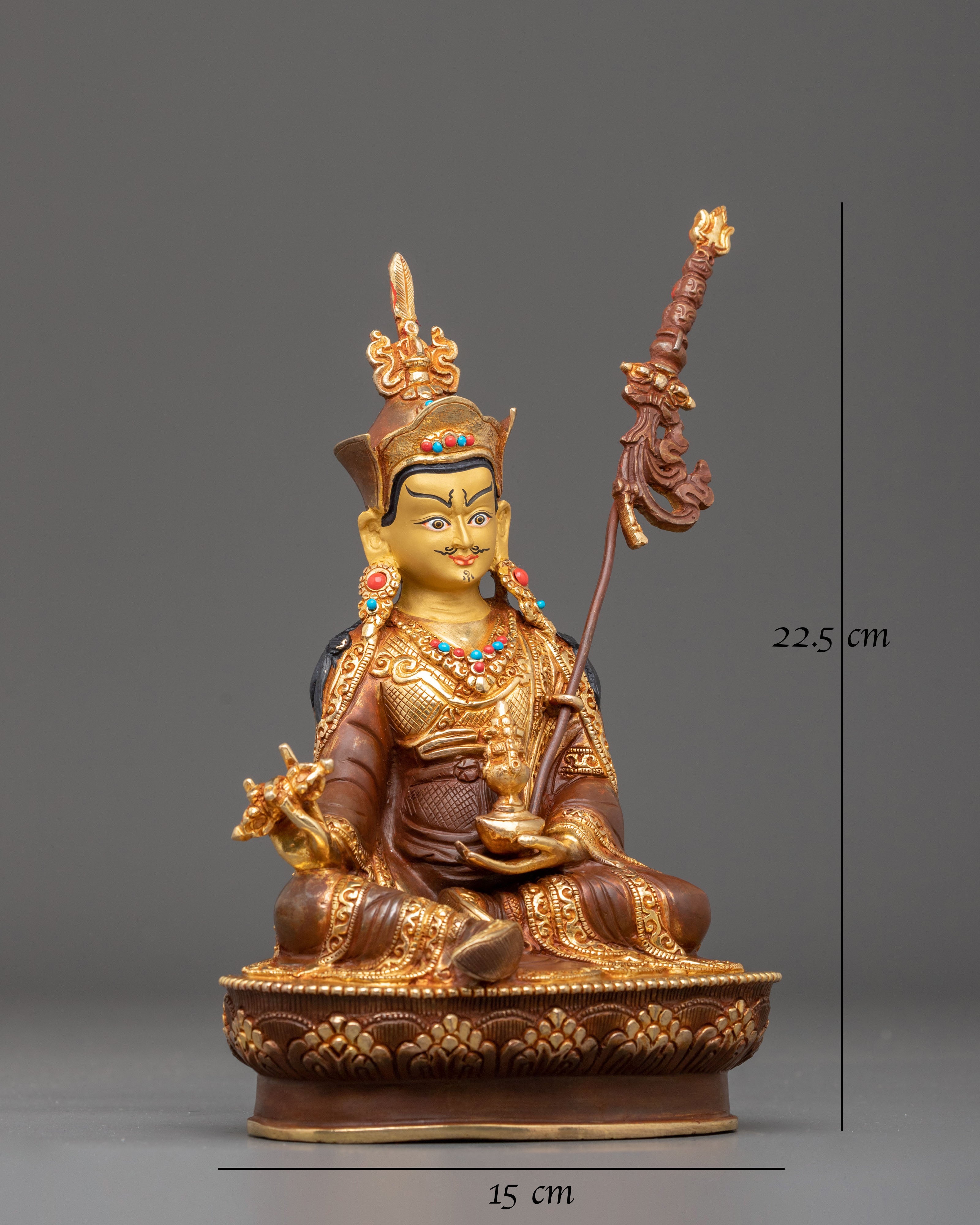 Guru Rinpoche Hand-Carved Statue | Buddhist Altar Decor