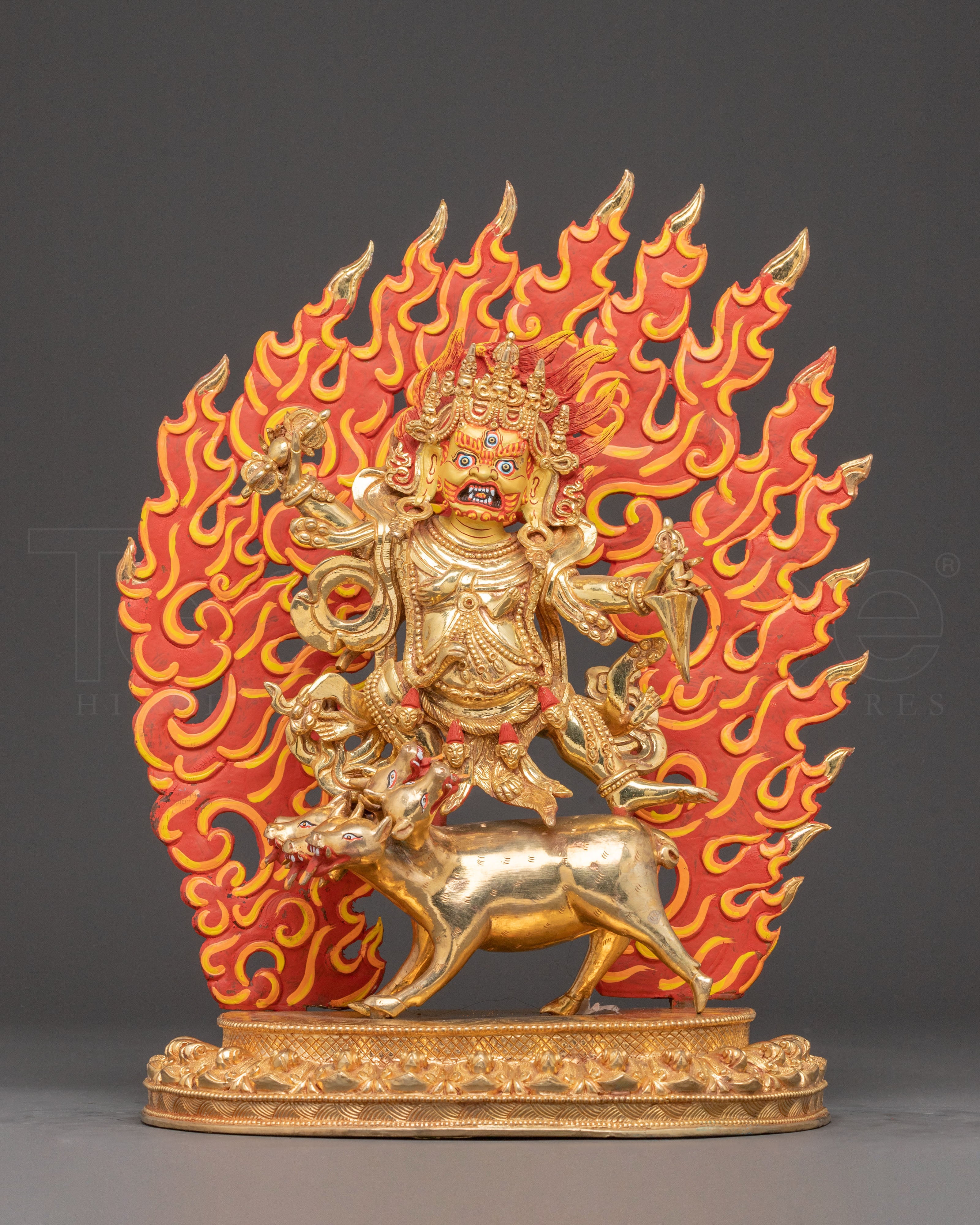 Handmade Dorje Gotrab Golden Statue | Tibetan Buddhist Deity