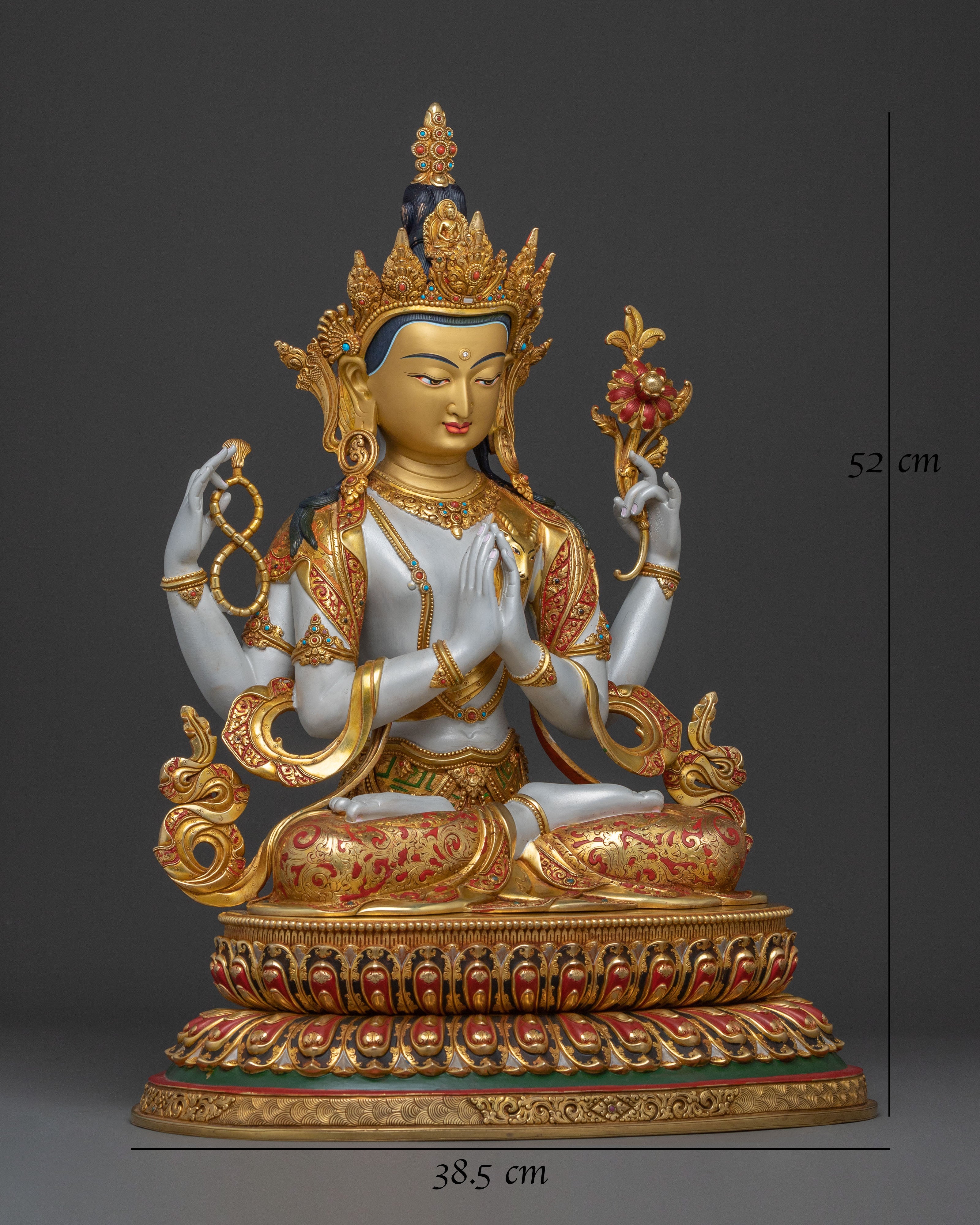 Chenrezig Golden Figurine | Buddhist Meditation Decor