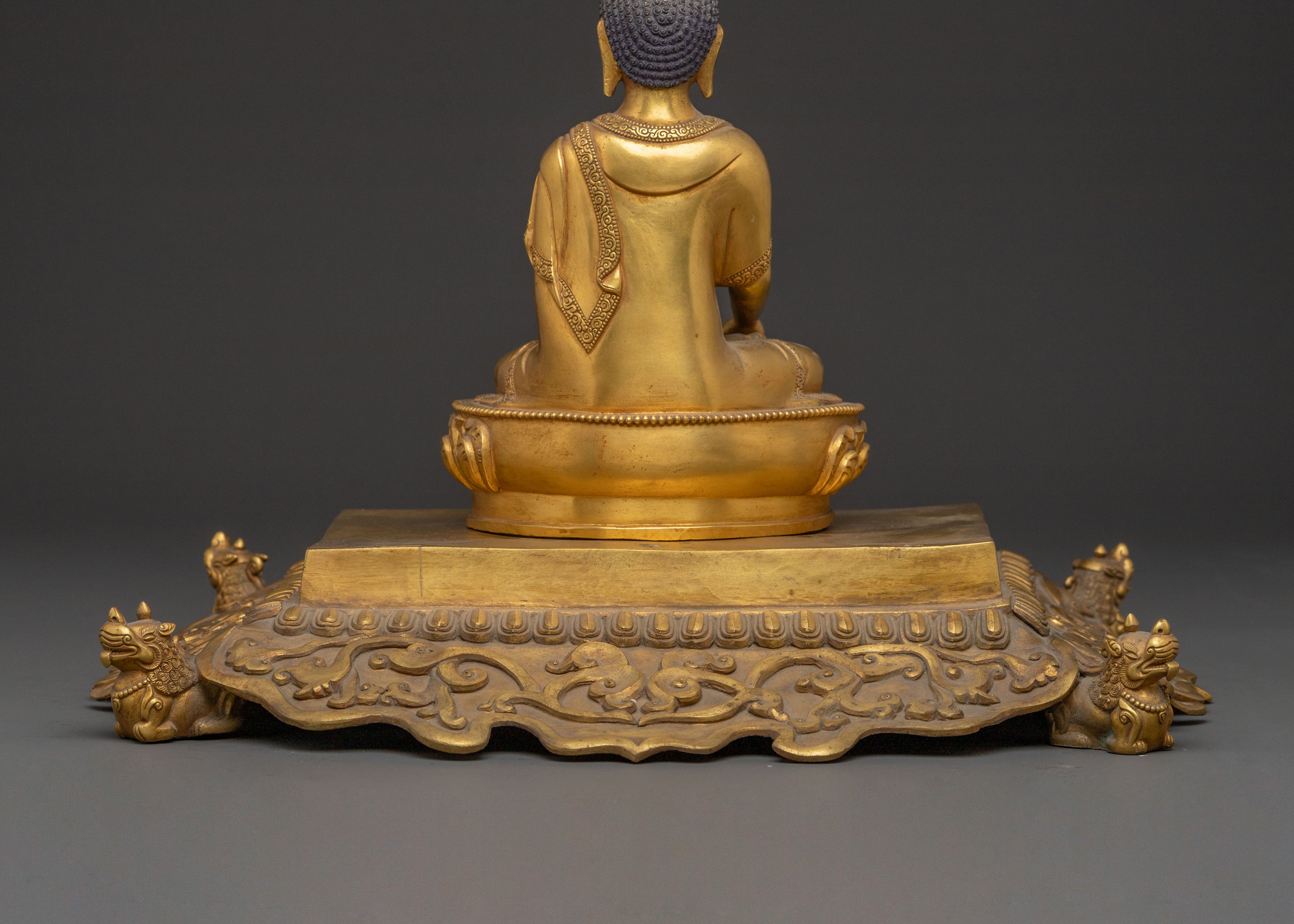 Shakyamuni Buddha Statue on Throne | Spiritual Figure