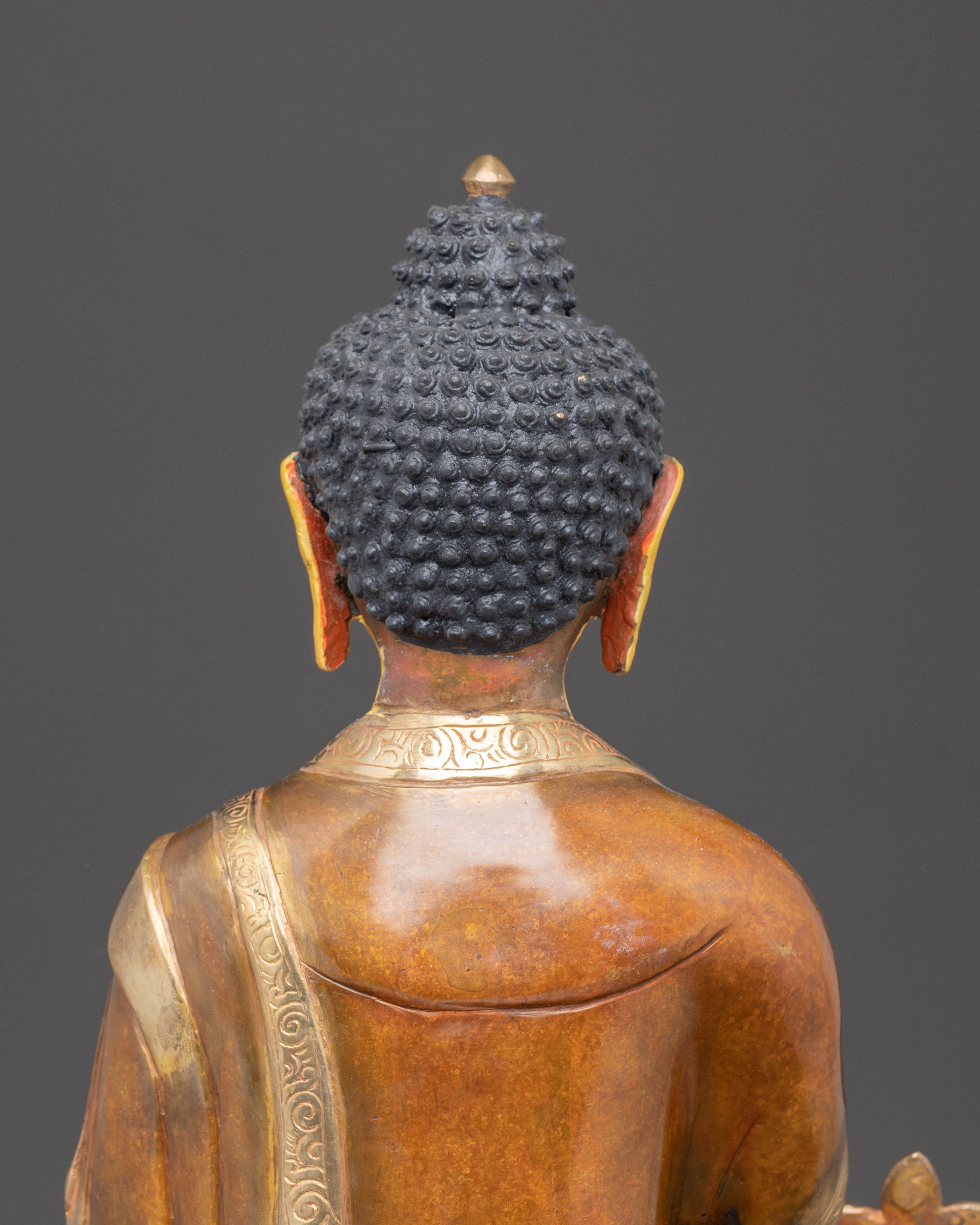 Healing Buddha Handcrafted Statue | Oxidized Copper with Gemstones