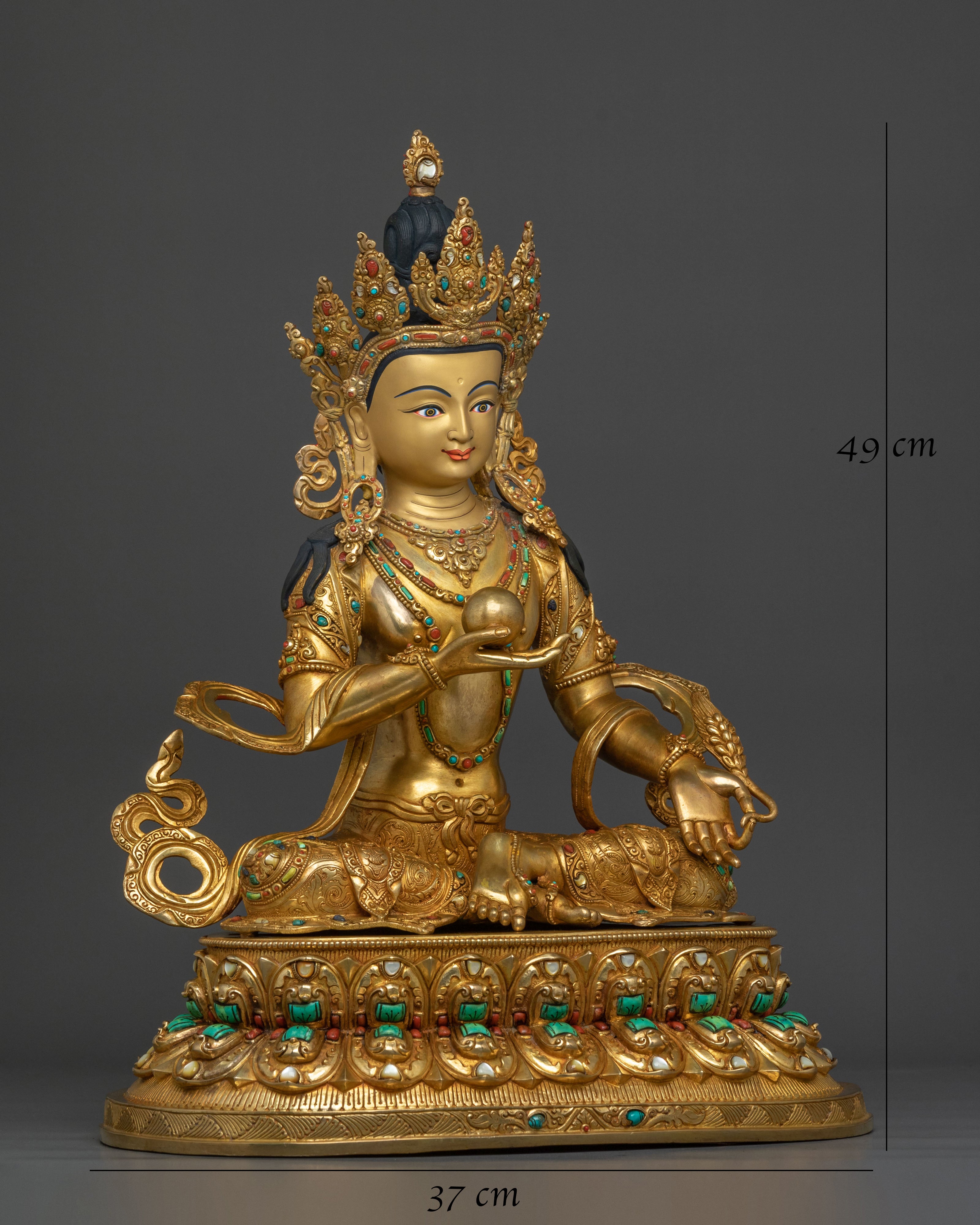 Kshitigarbha Gold Gilded Statue | Traditional Vajrayana Statue