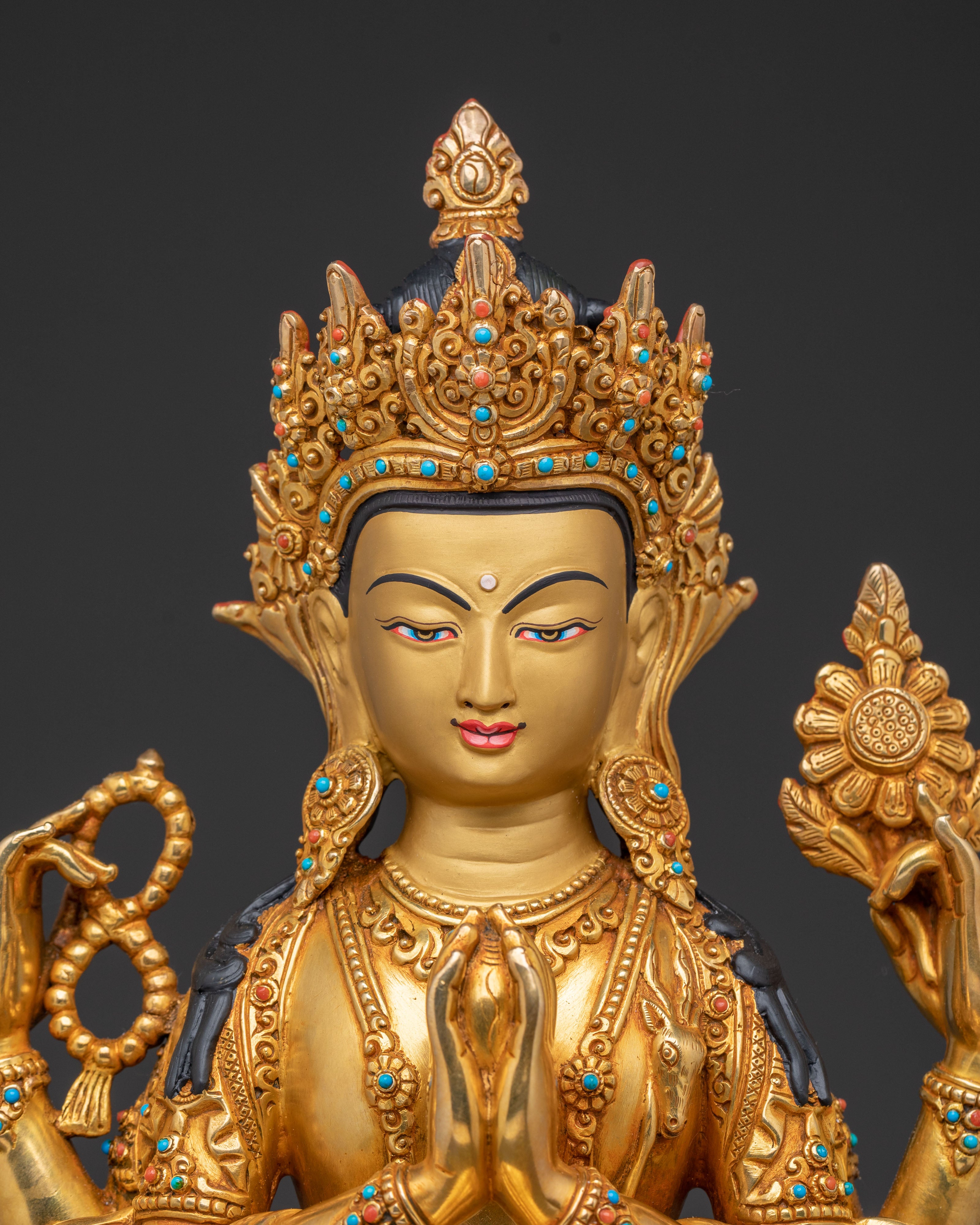 Chenrezig Protector Statue: Handcrafted Figurine for Spiritual Spaces