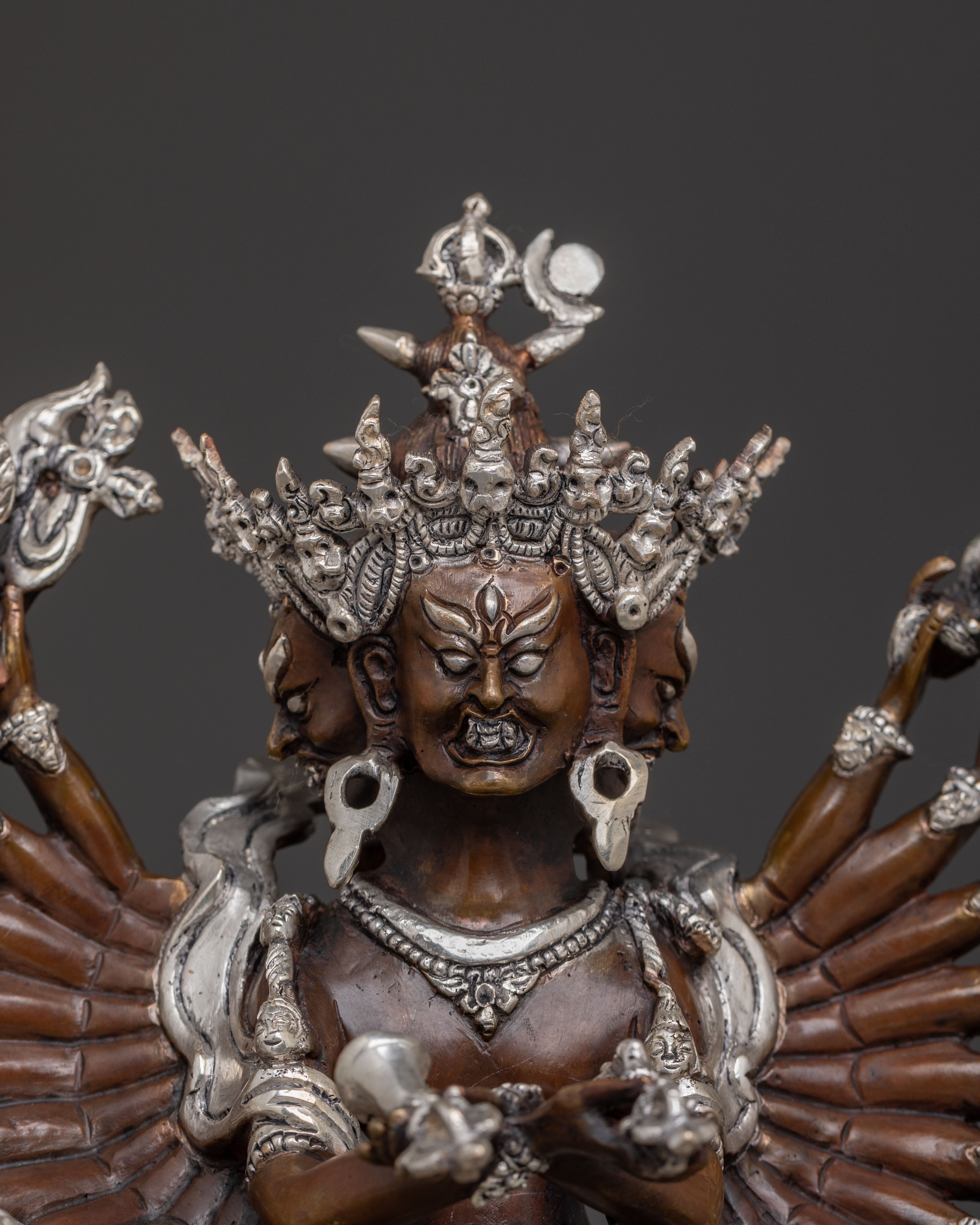 Exquisite tantric yidam Kalachakra Statue – Oxidized Silver