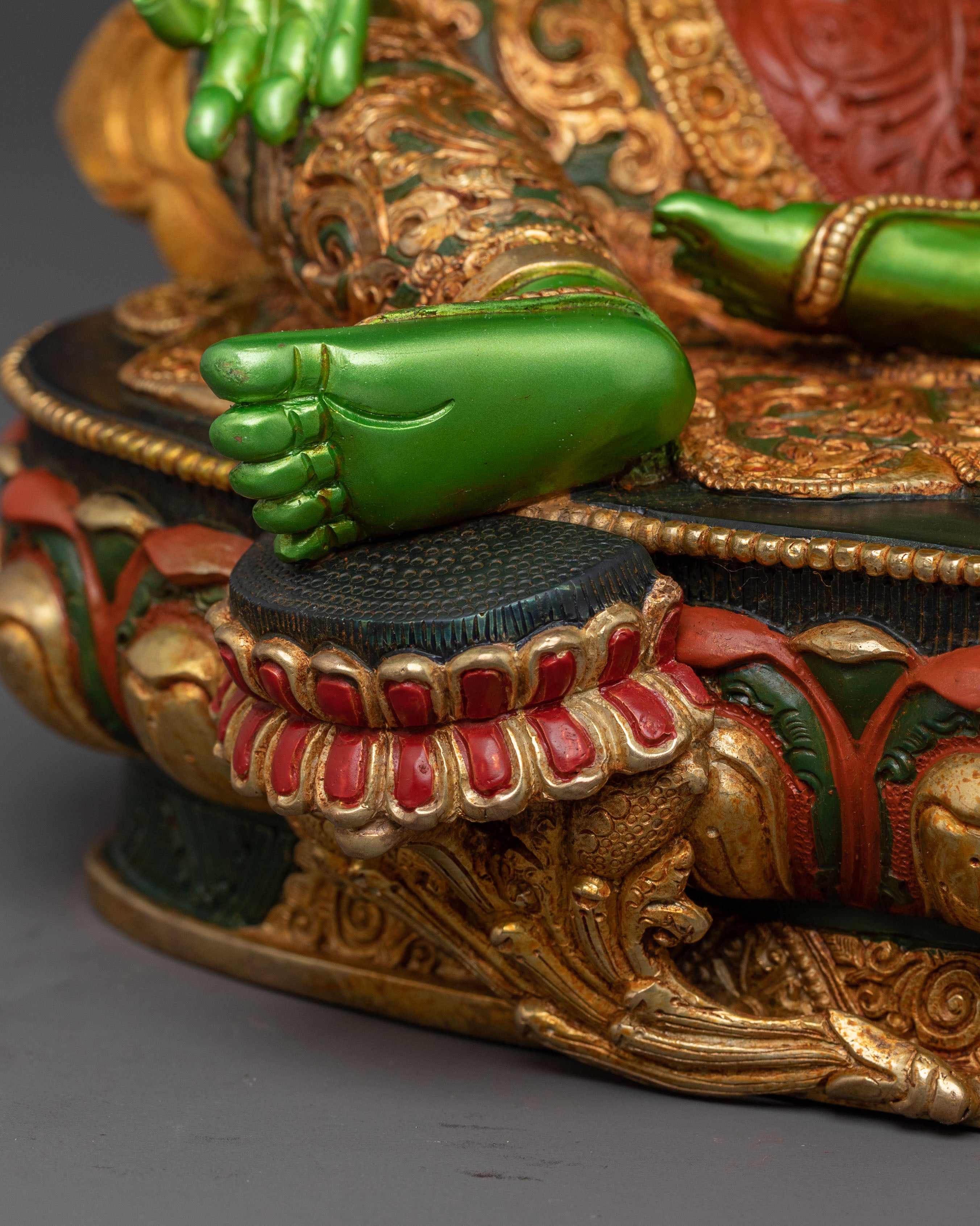 Mother Green Tara Statue | Lotus Seated Guardian