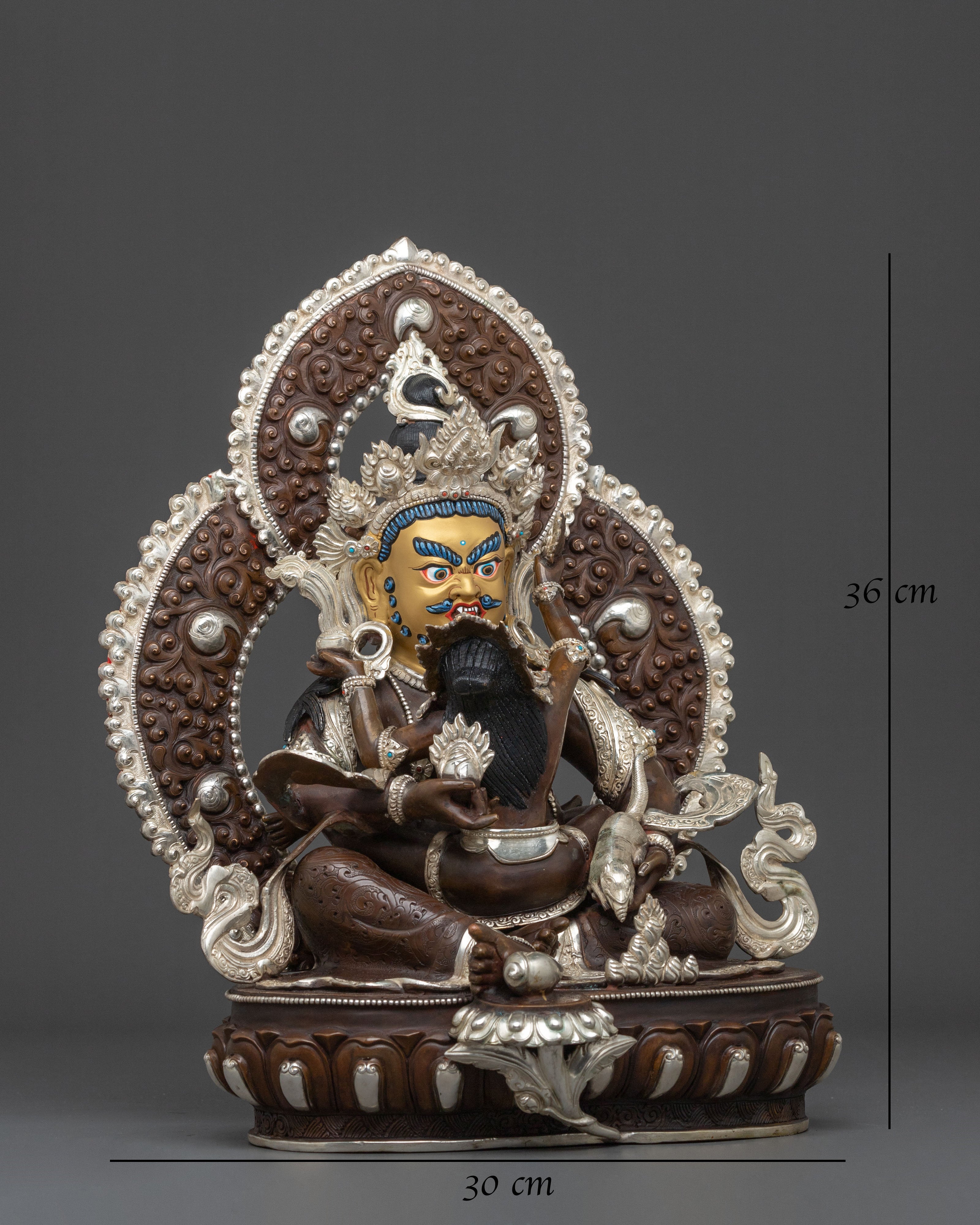 Red Dzambhala Statue | Oxidized Copper Wealth Deity
