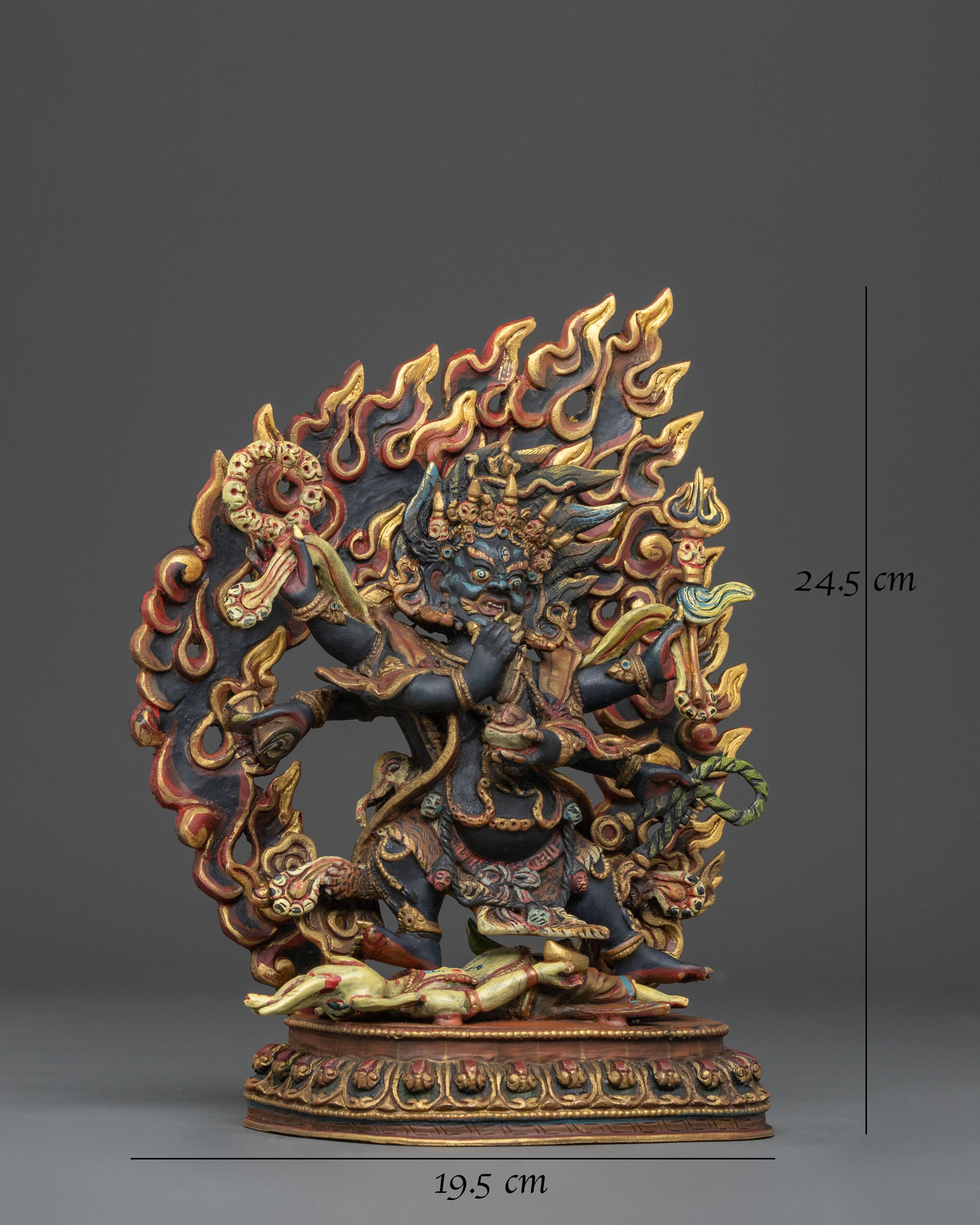 Handmade Six-Armed Mahakala Sacred Figurine | Wrathful Protector of Wisdom