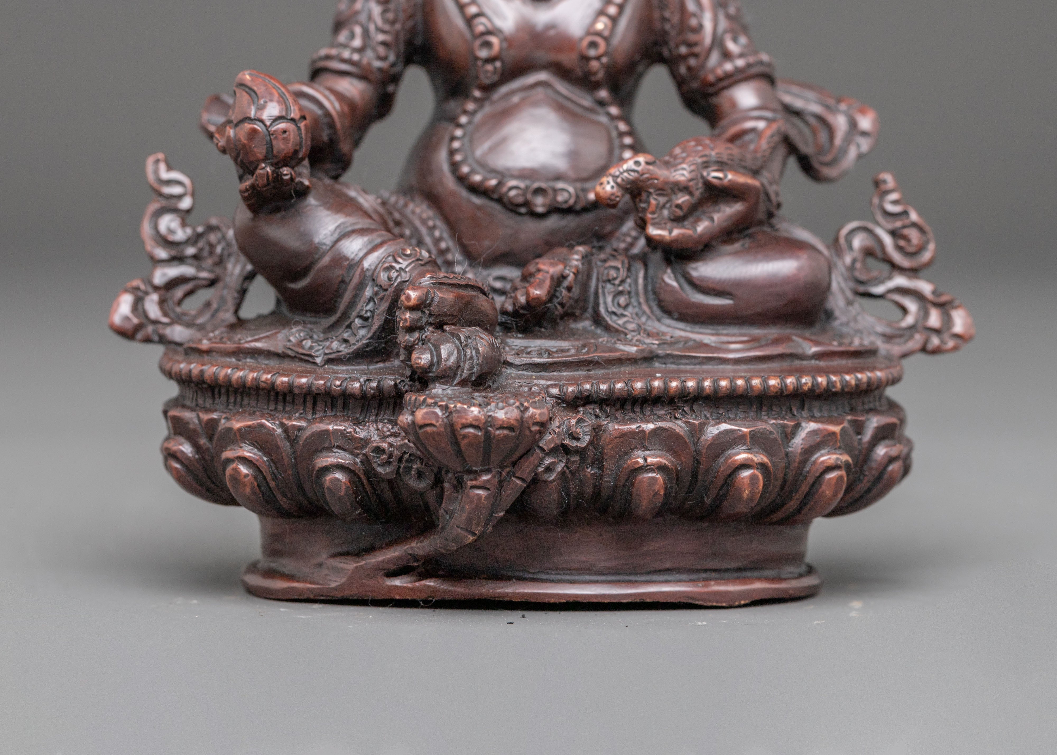 Handmade Dzambhala Oxidized Copper Statue | Wealth Deity Decor
