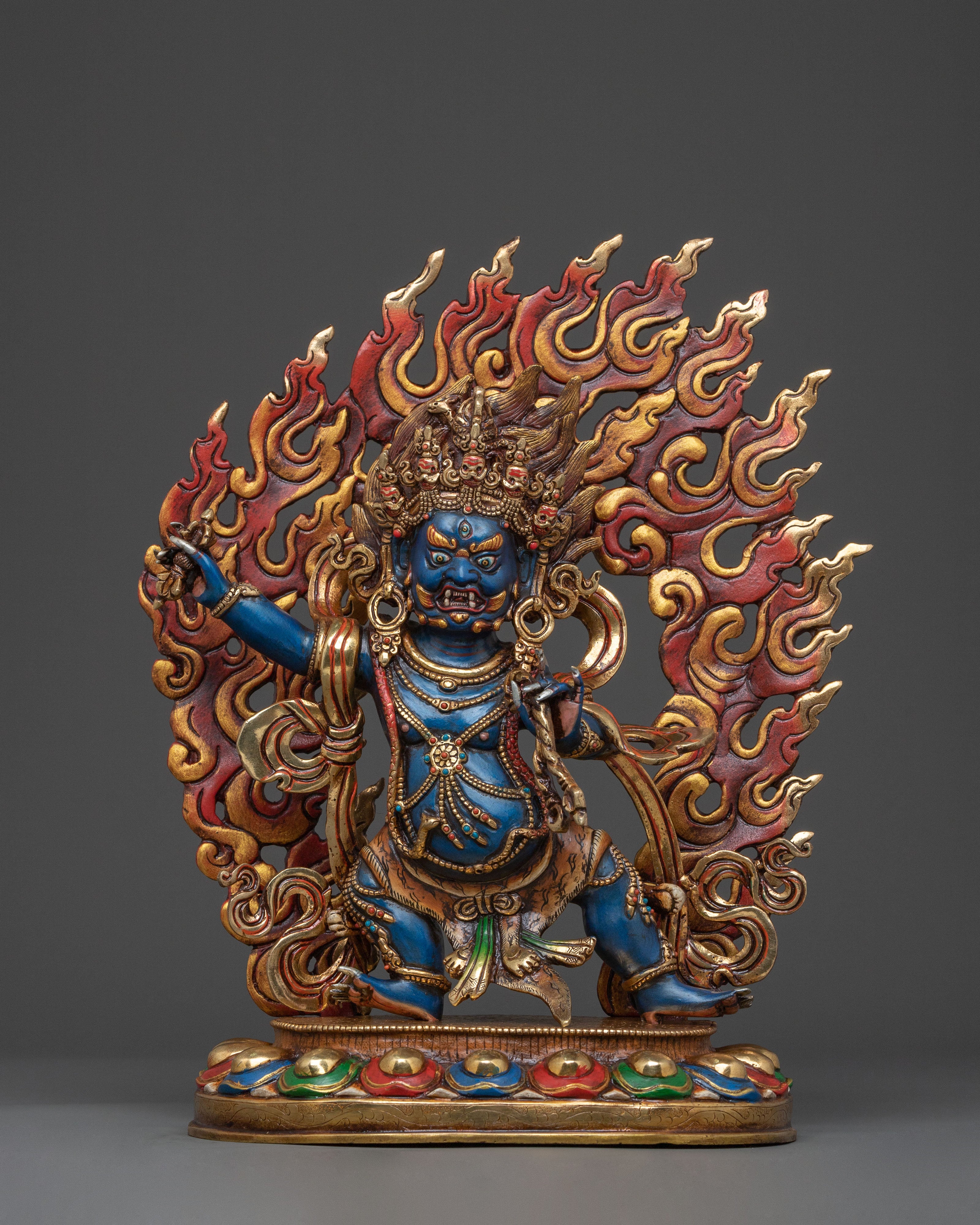 Powerful Vajrapani Spiritual Figurine with Gemstones