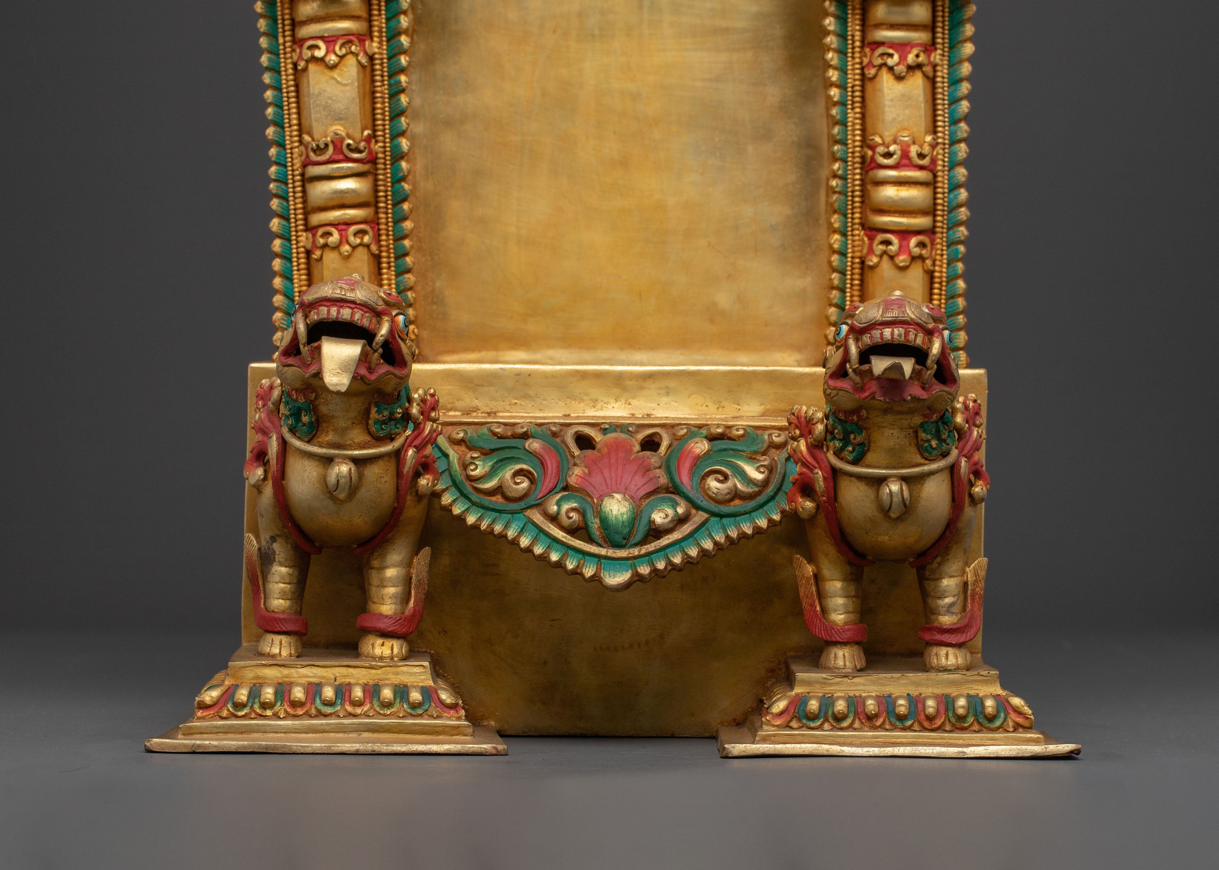 Shakyamuni Buddha in Throne Statue – 24K Gold Gilded Masterpiece