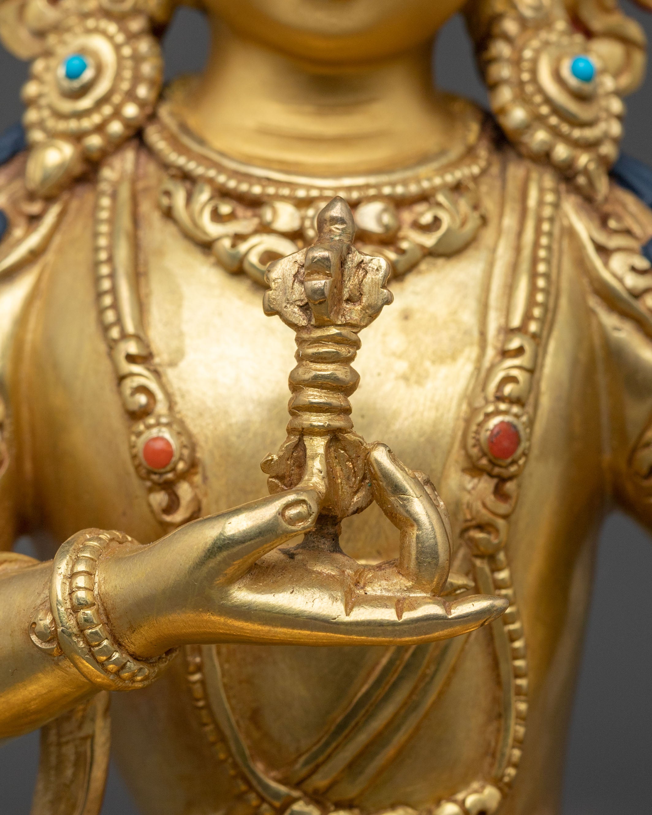 Hand-Crafted Vajrasattva 24K Gold Gilded Statue | Tibetan Deity