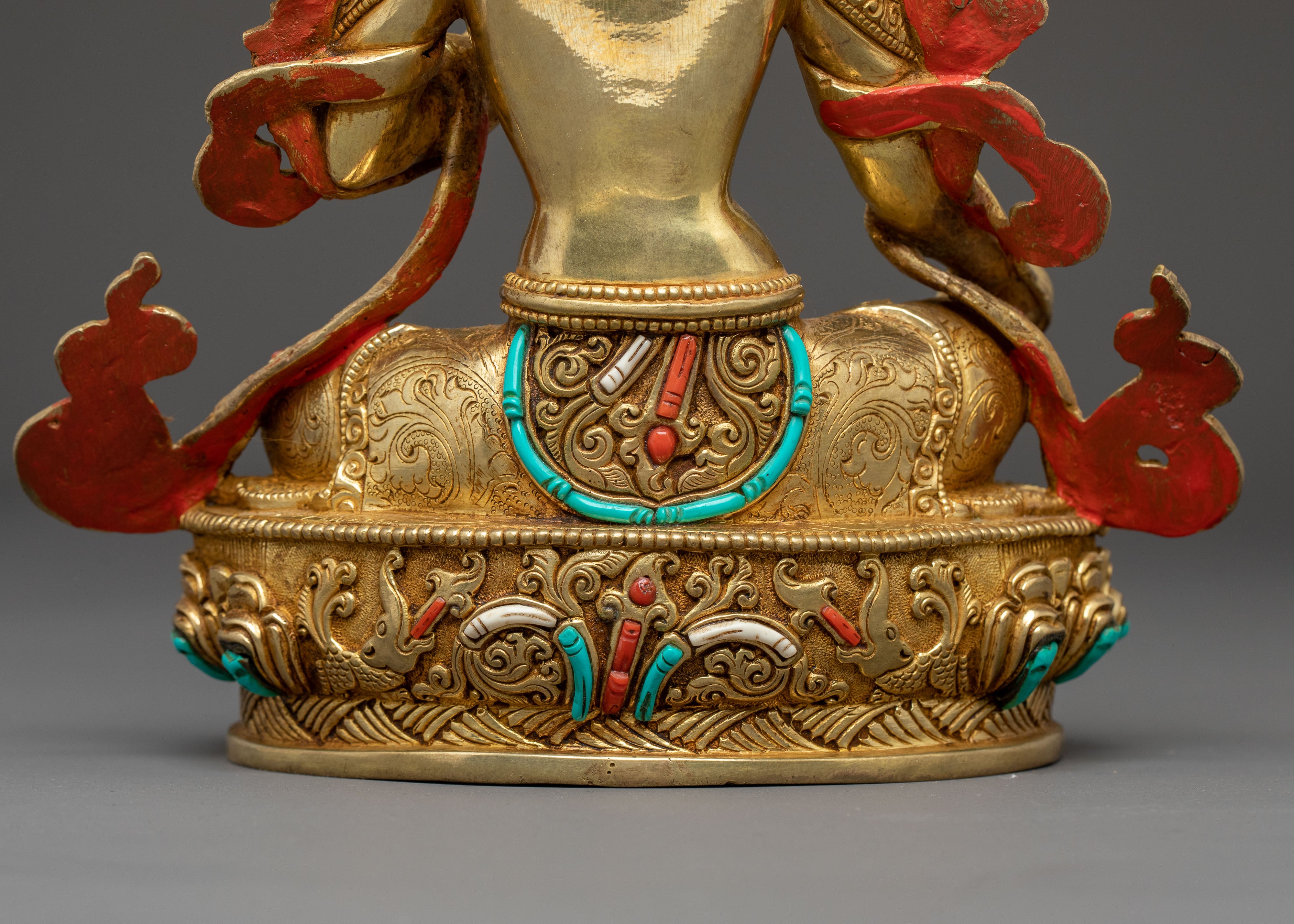 Green Tara Compassion Statue – Gilded Copper Artwork