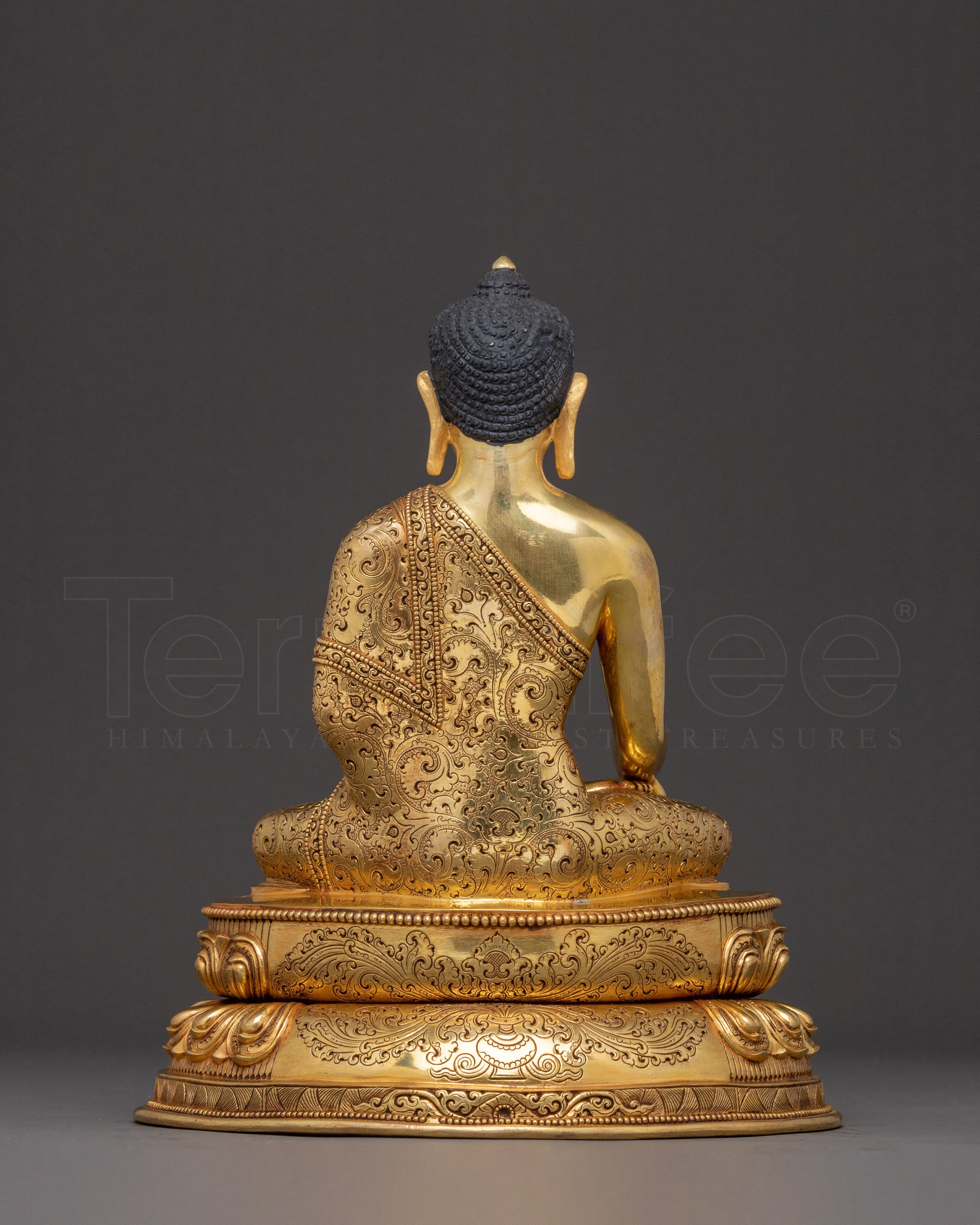 Handcrafted Meditating Shakyamuni Buddha Statue — 24K Gold Gilded