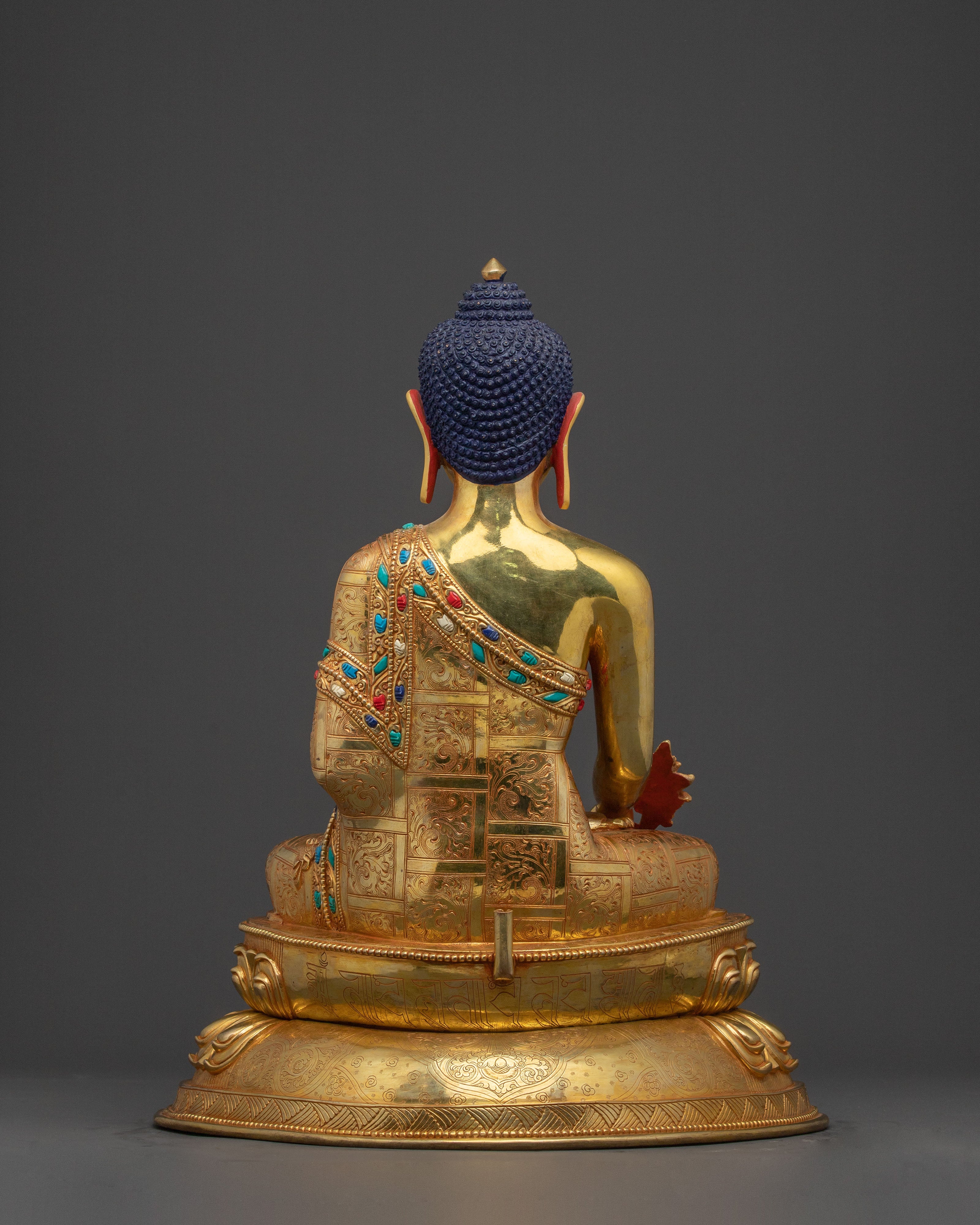 Medicine Buddha Sacred Altar Statue: 24K Gold Gilded