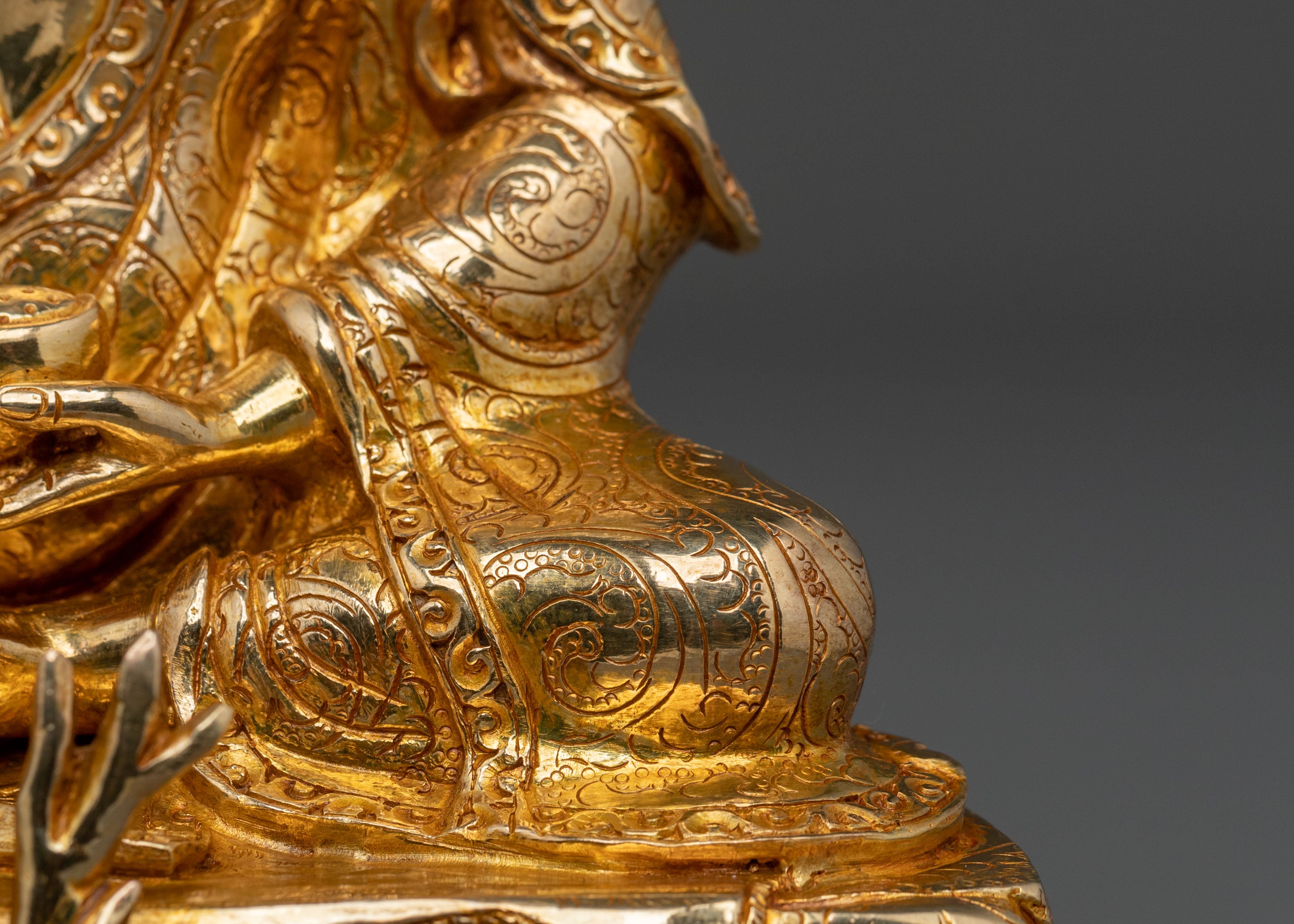 Milarepa Sacred Buddhist Figurine in 24K Gold Gilt