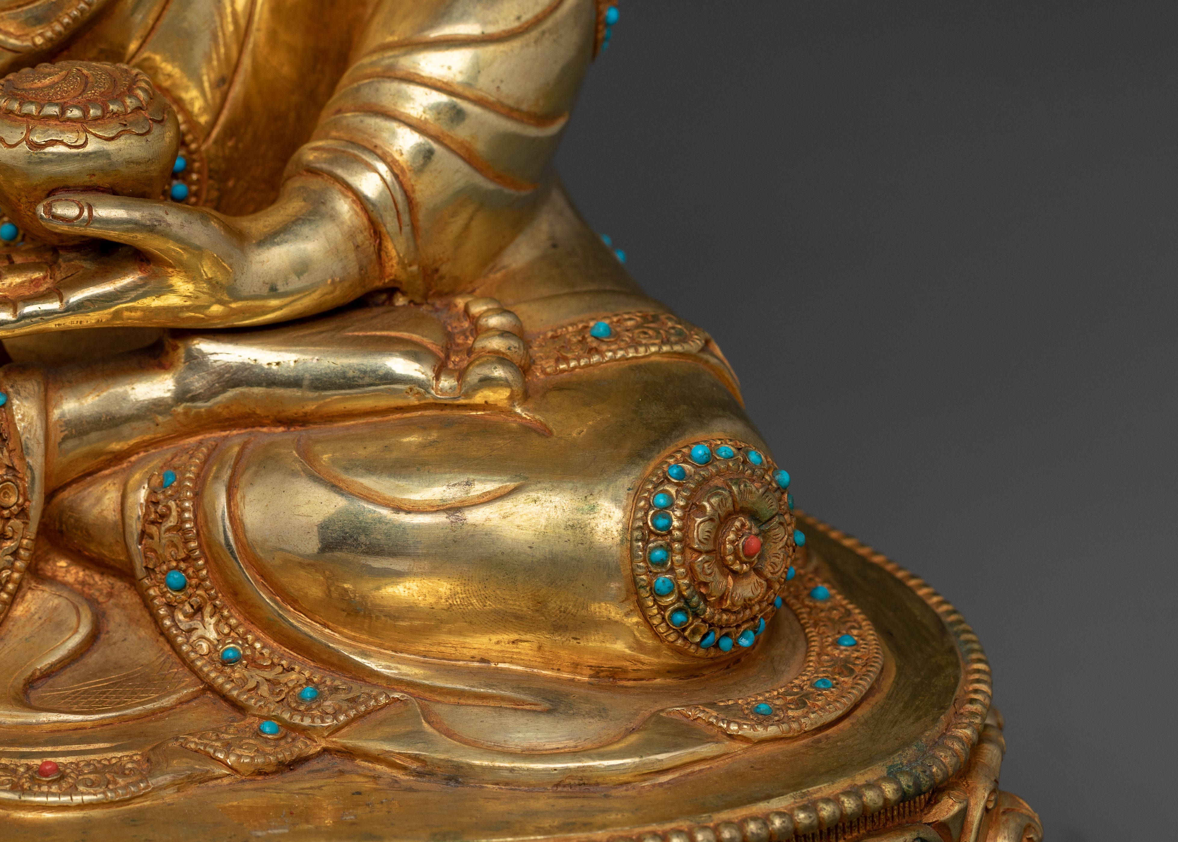 Buddhist Crown Shakyamuni Statue | 24k Gold Glided