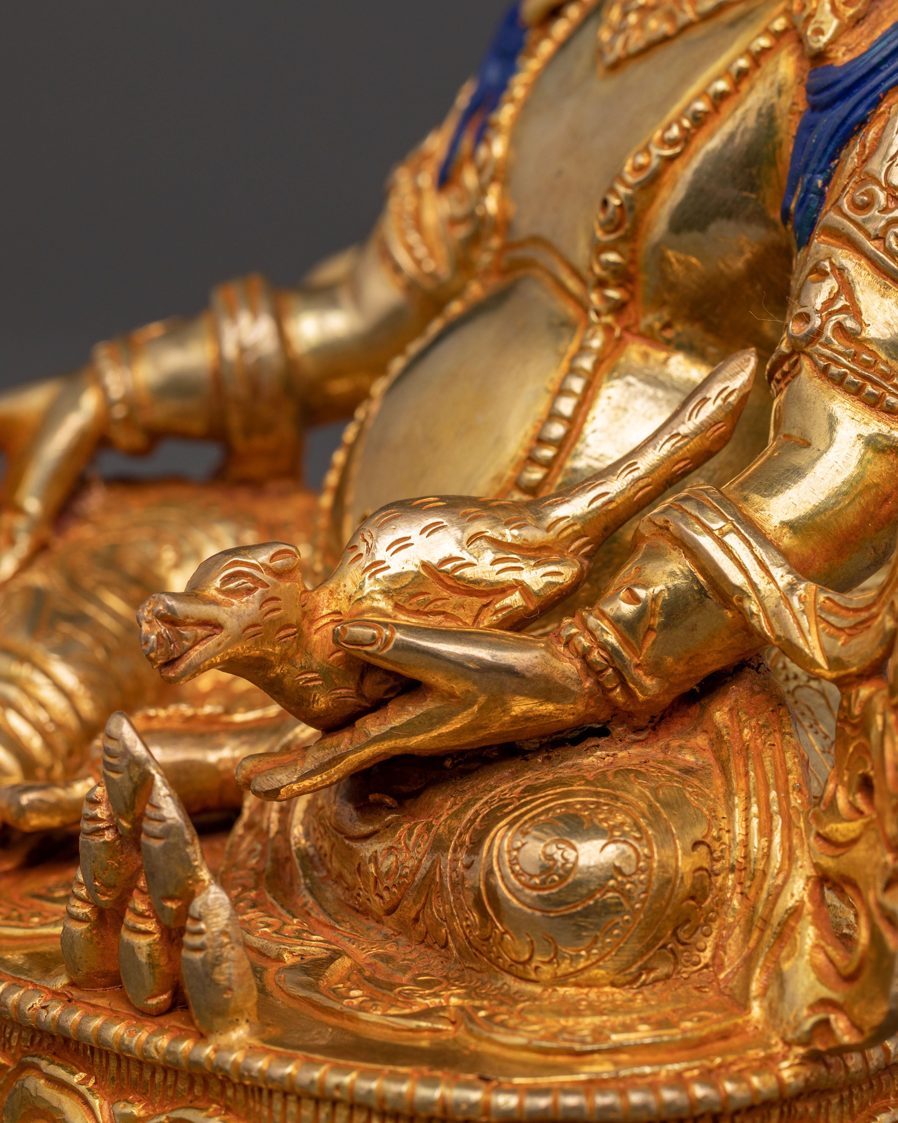 Handcrafted Dzambhala Spiritual Statue – 24K Gold Gilded Art