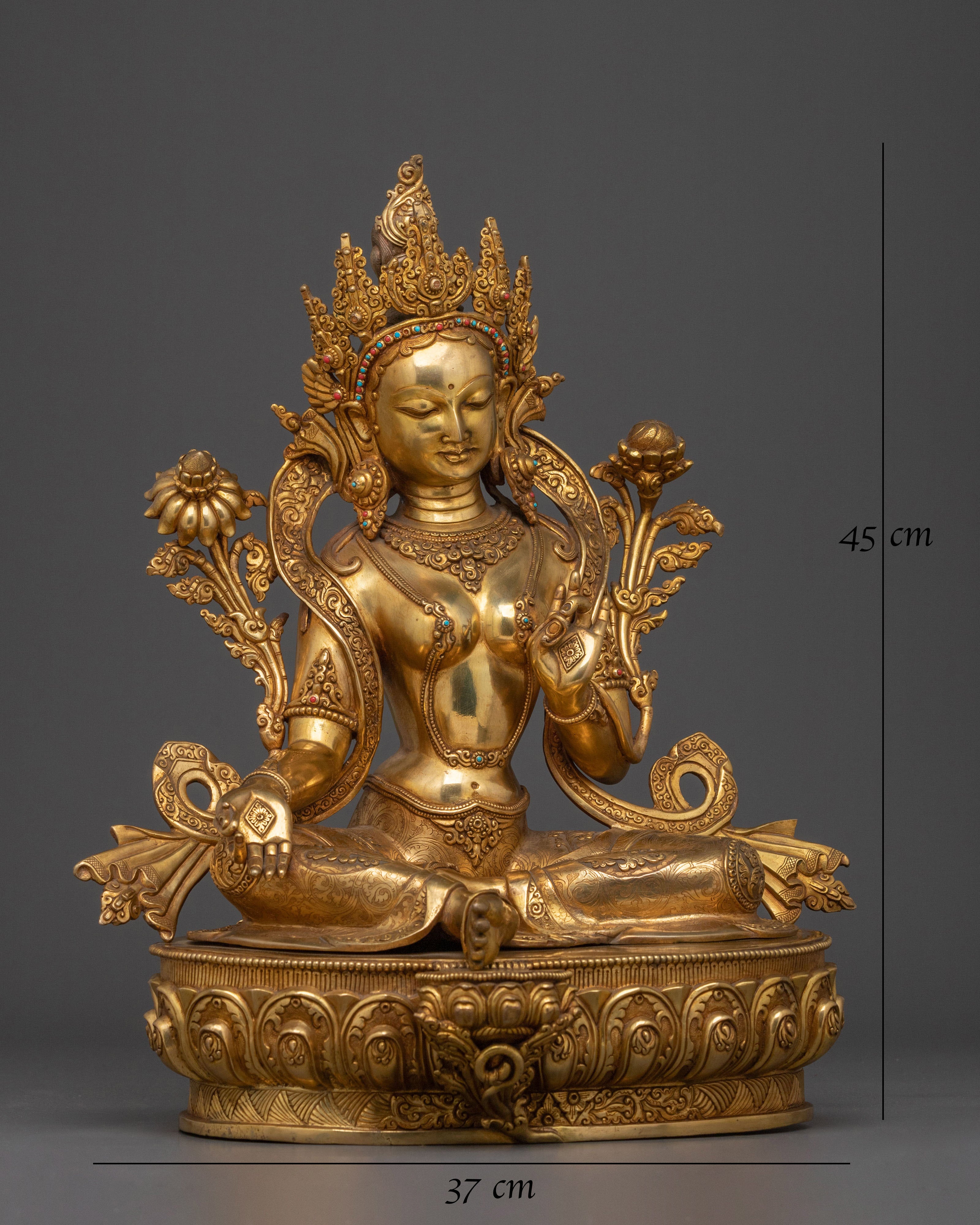 Handmade Green Tara Statue | Compassionate Goddess