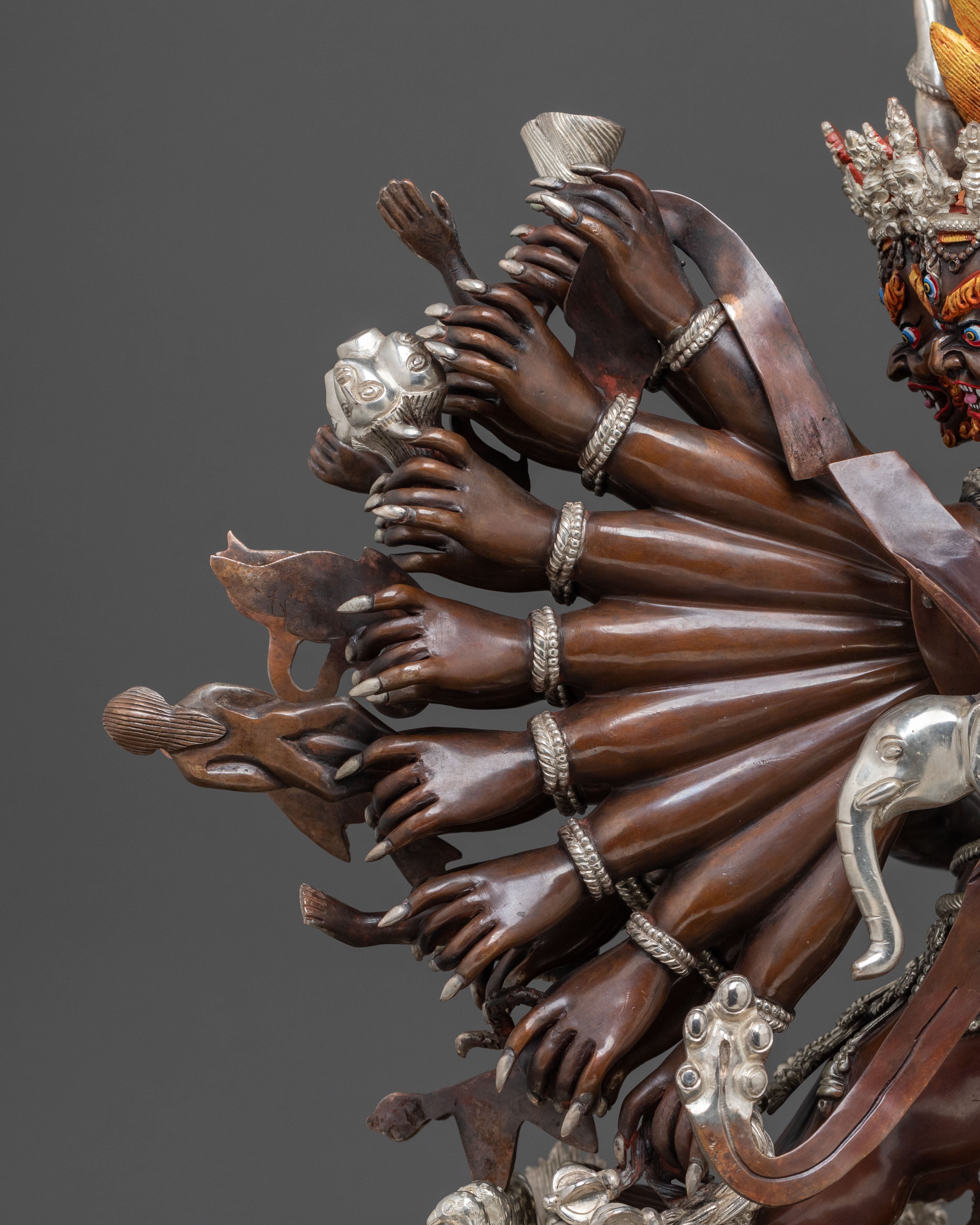 Oxidized Copper Yamantaka Statue | Buddhist Altar Decor