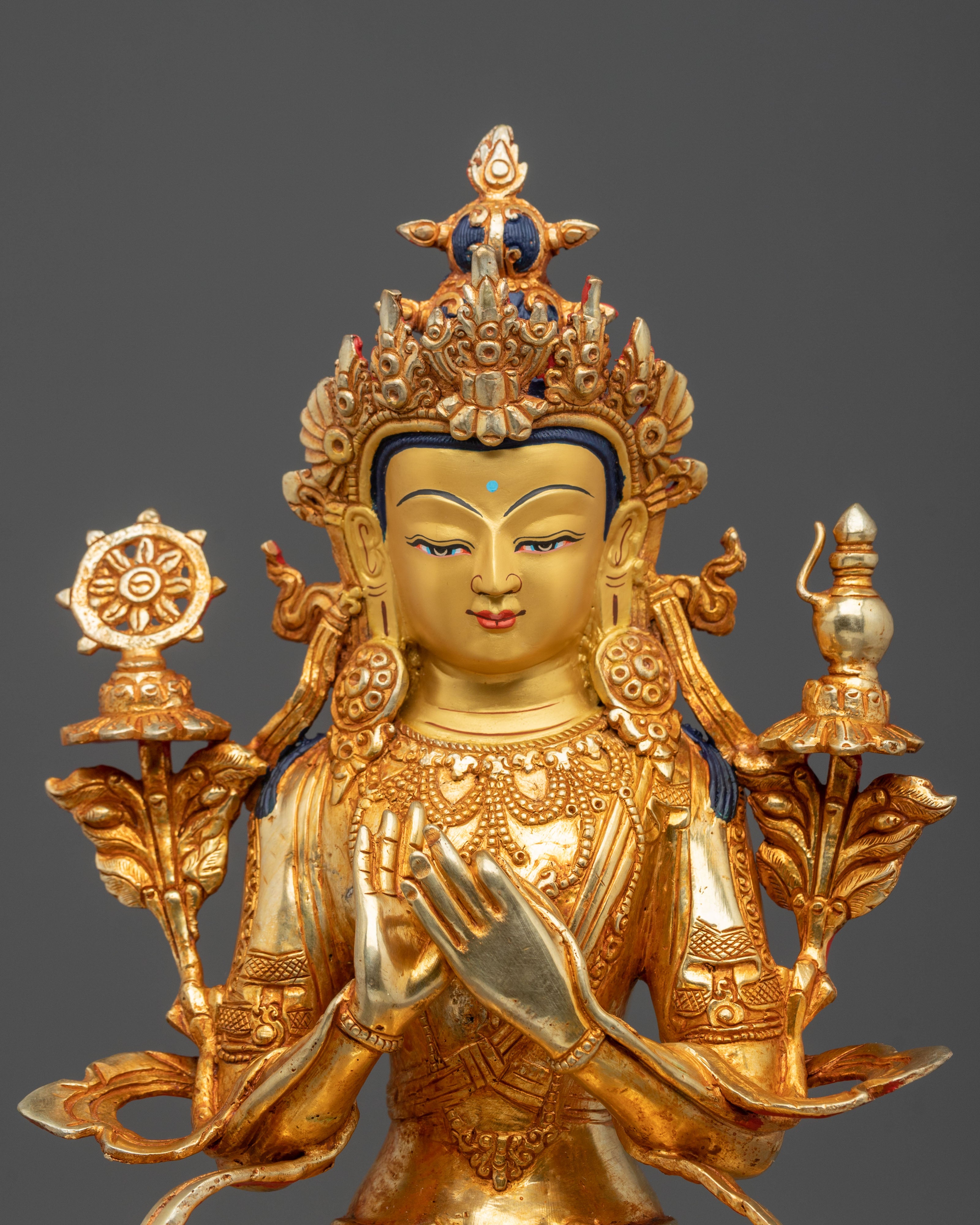 Maitreya Buddha Statue | Handcrafted 24K Gold Gilded