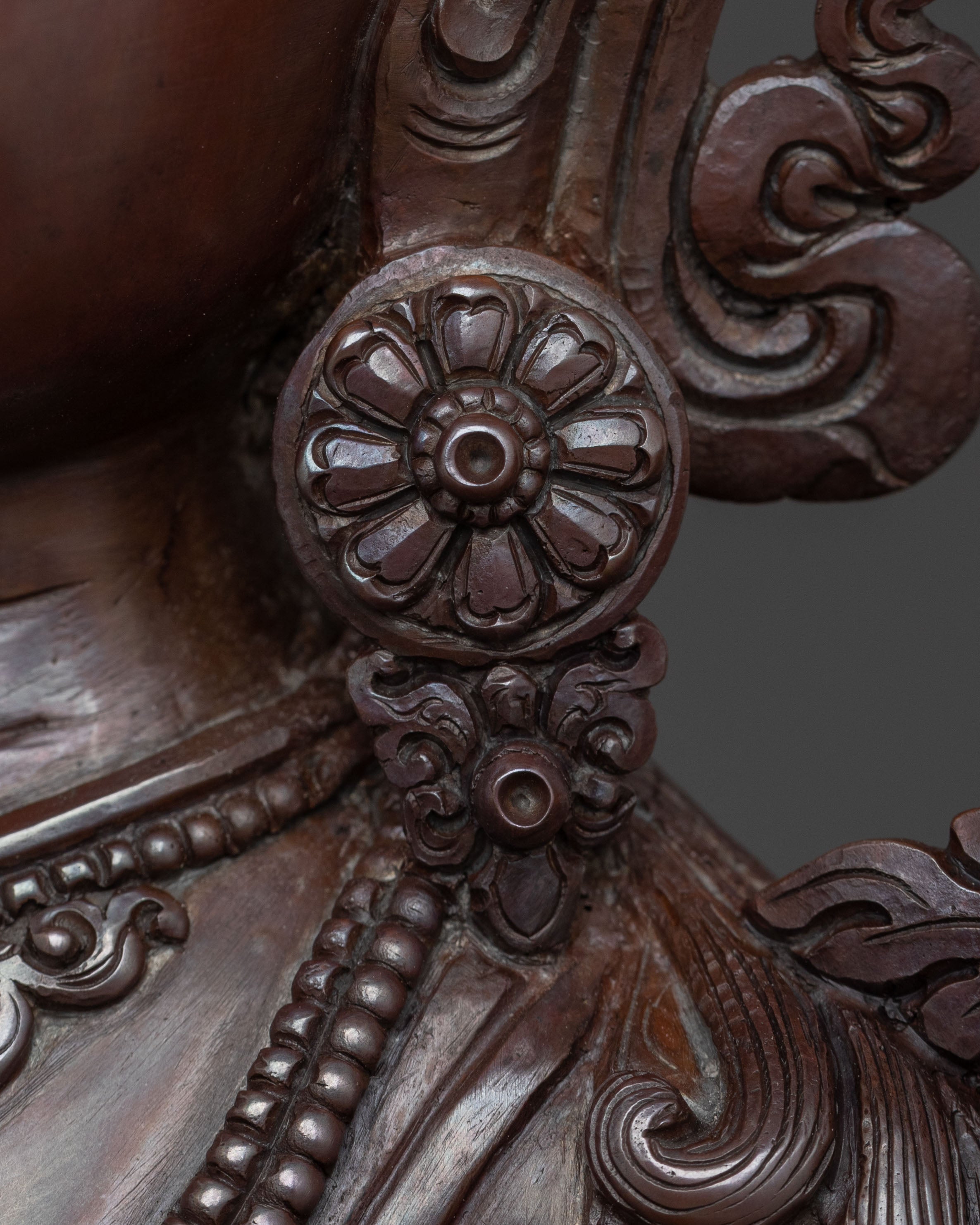 Oxidized Copper Manjushri Buddhist Statue