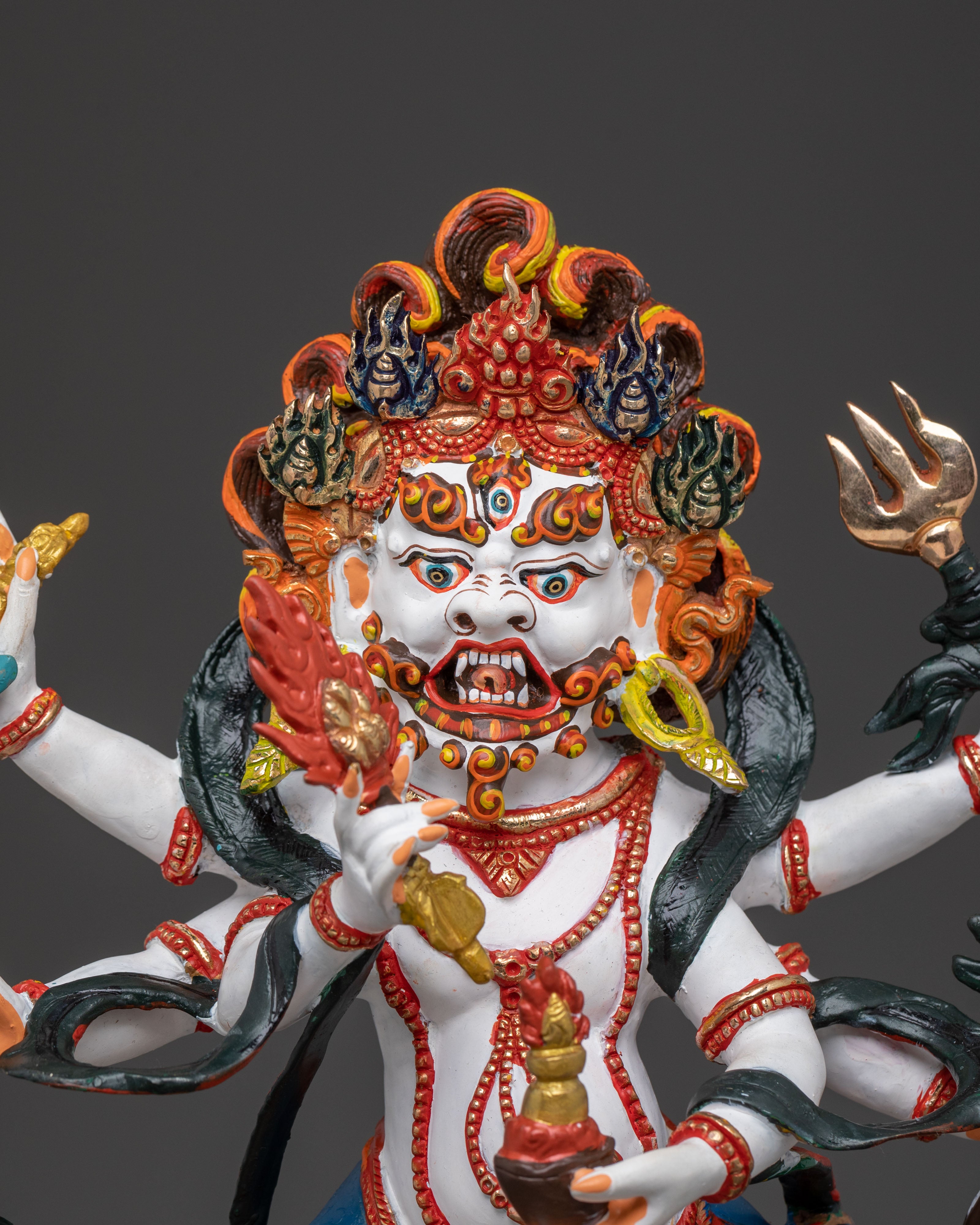White Mahakala Statue | Tibetan Protector Deity