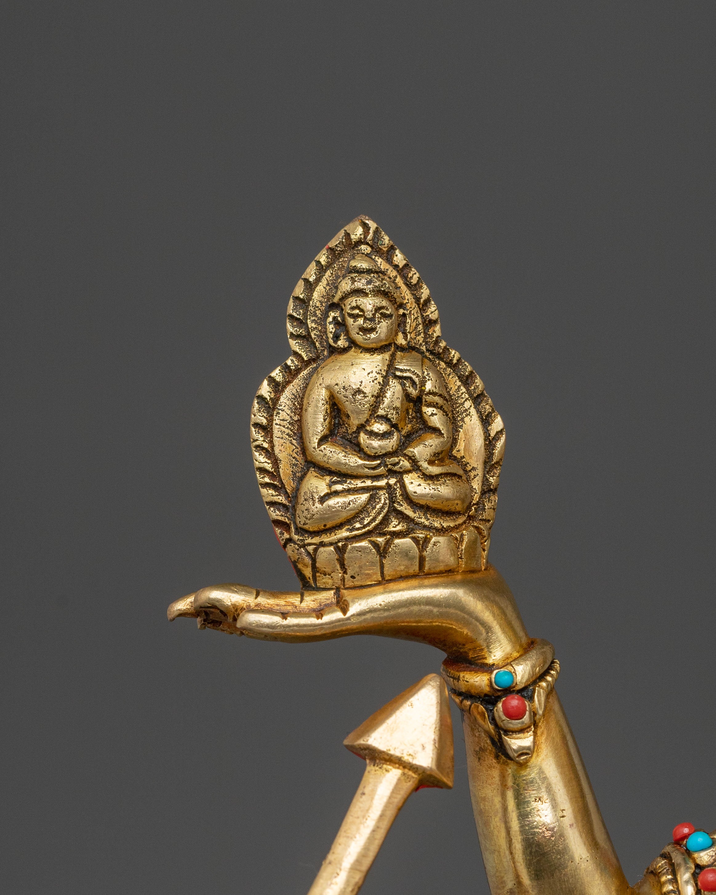 Namgyalma Fire Gold Gilded Statue | Buddhist Longevity Deity Sculpture