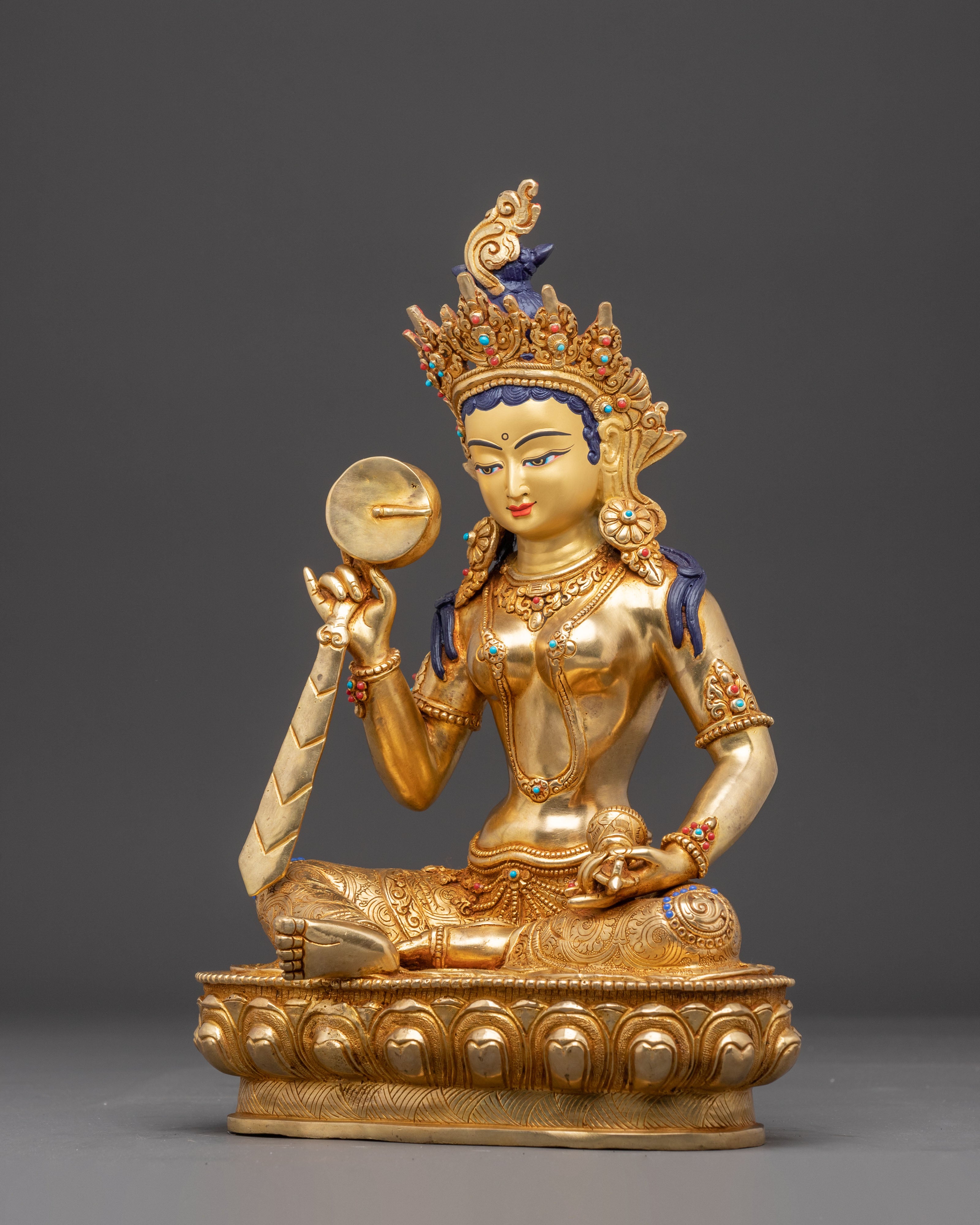 Sitting Machig Labdron Statue: Tibetan Master of Chod