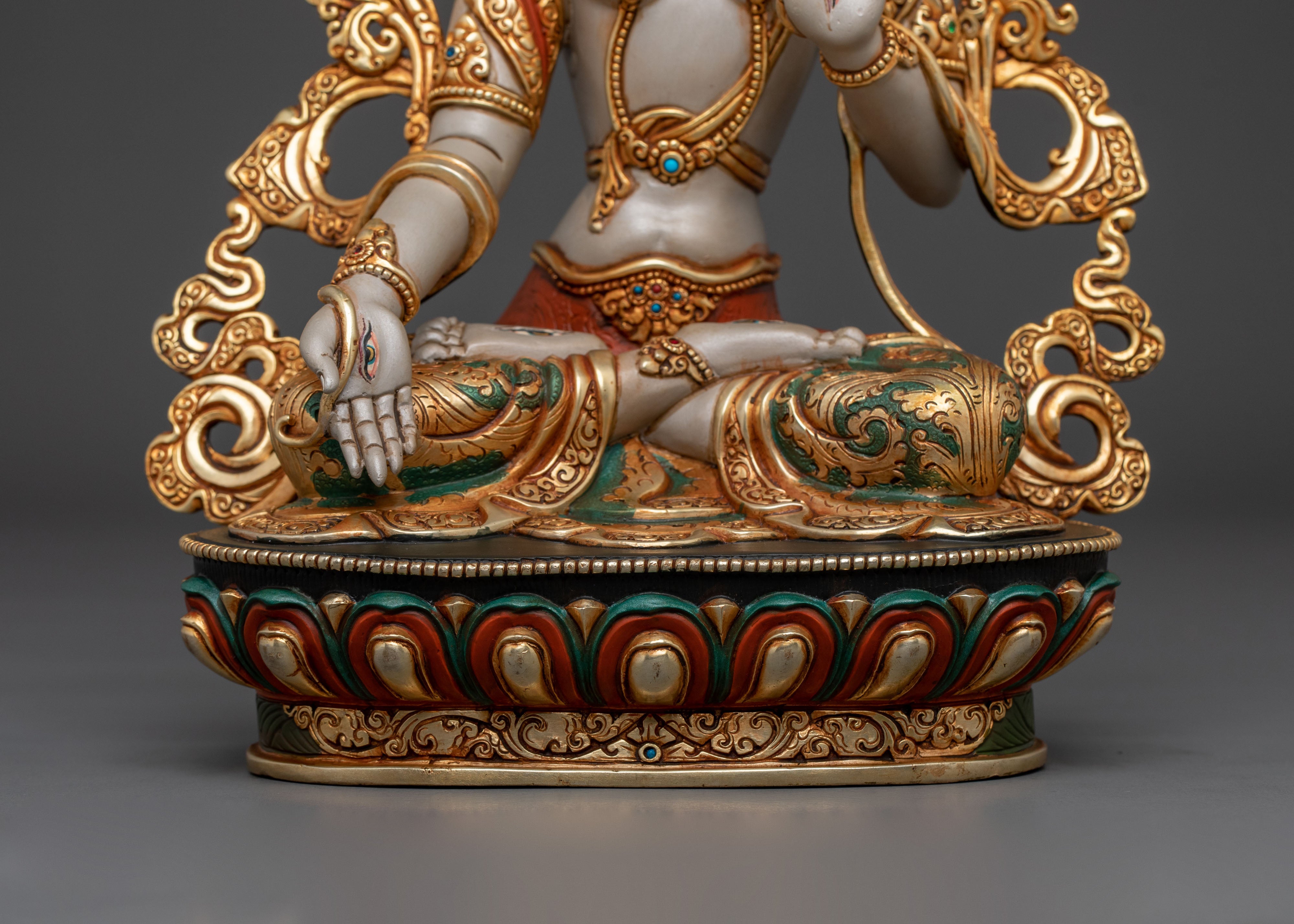 White Tara Statue | Serene Meditation Deity