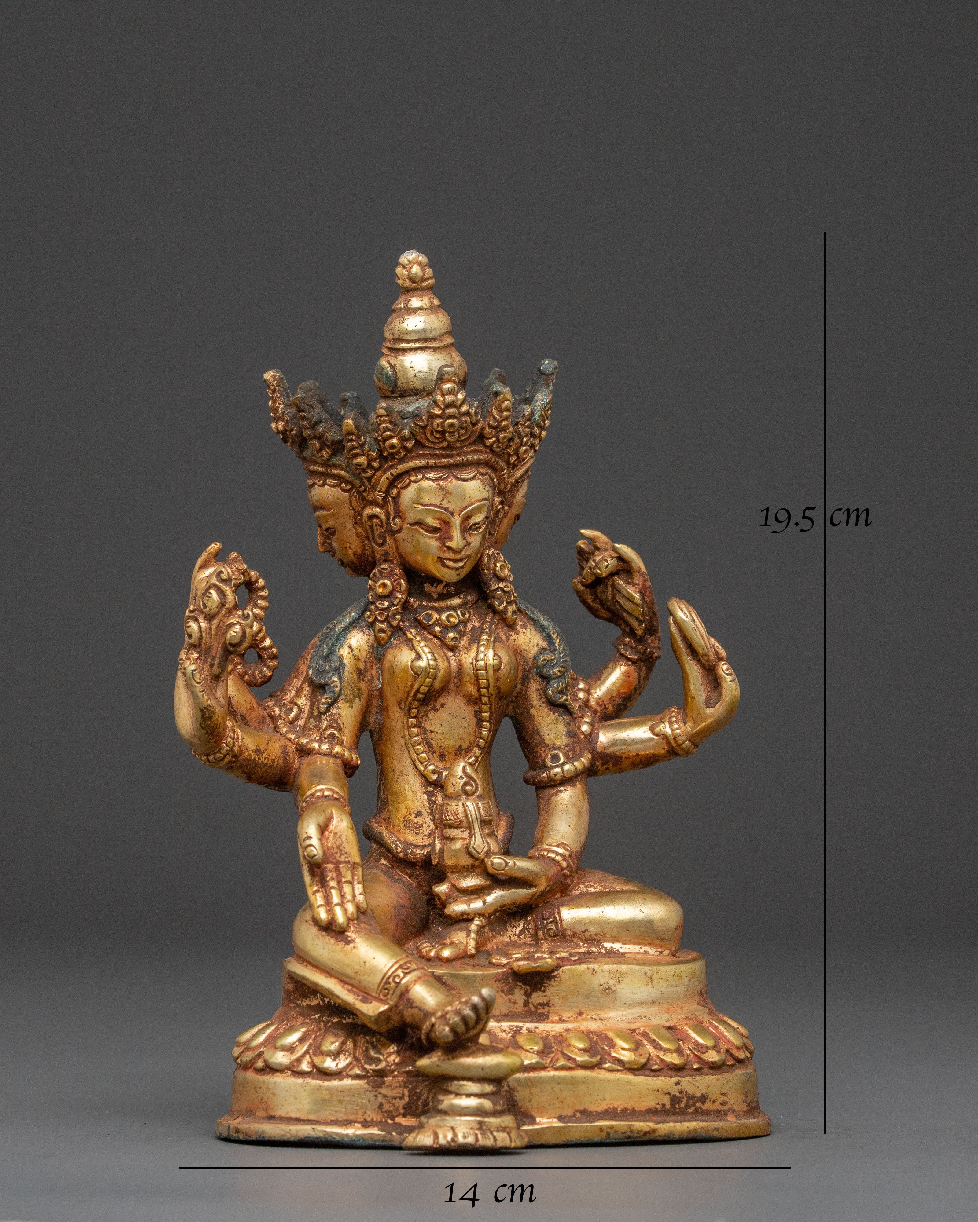 Vasudhara Statue: Antique Brass and Copper Elegance