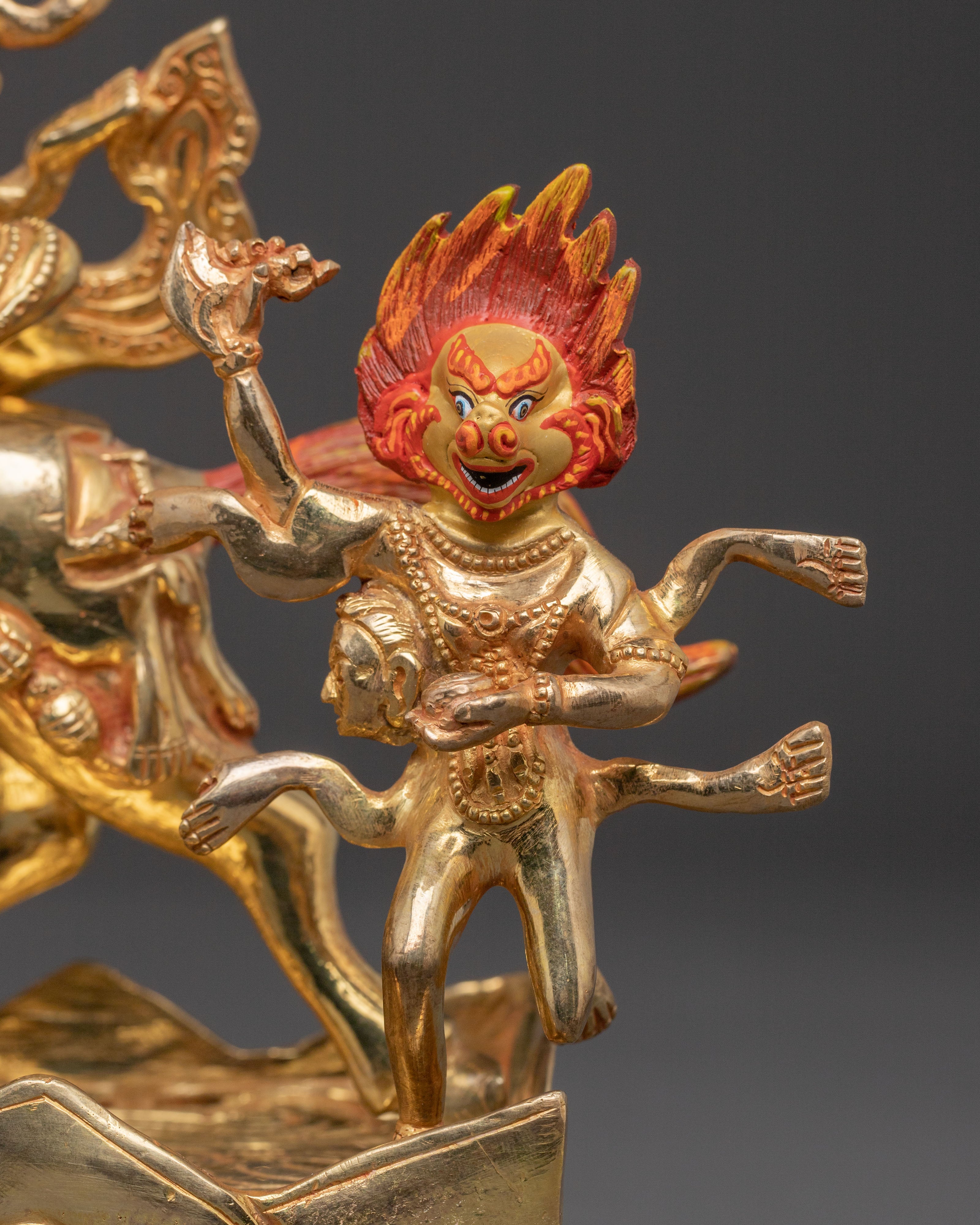 Palden Lhamo Wrathful Statue – Hand-Gilded Copper Art