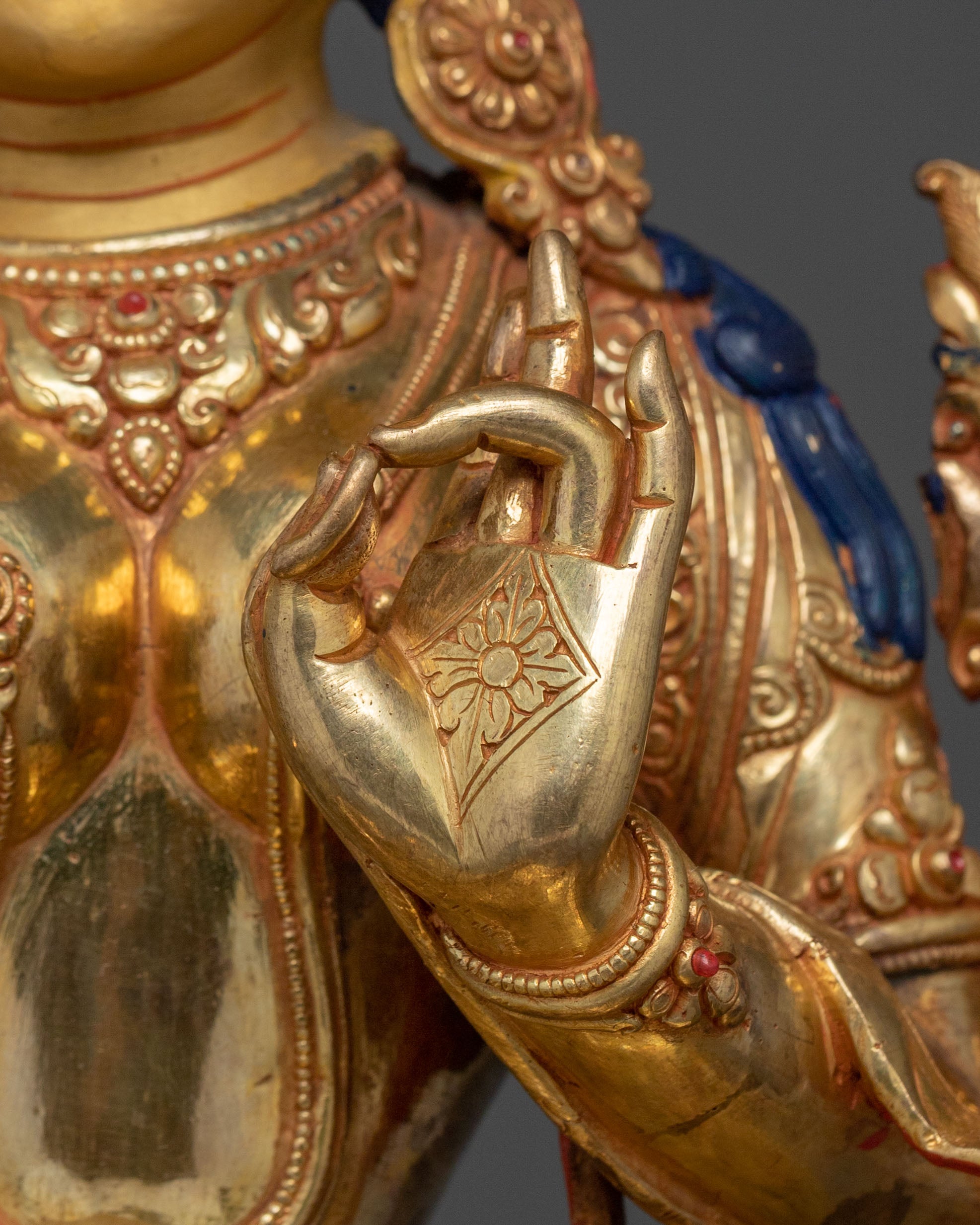 Twenty One Tara Sculpture | 24K Gold Gilded & Gemstone Inlaid