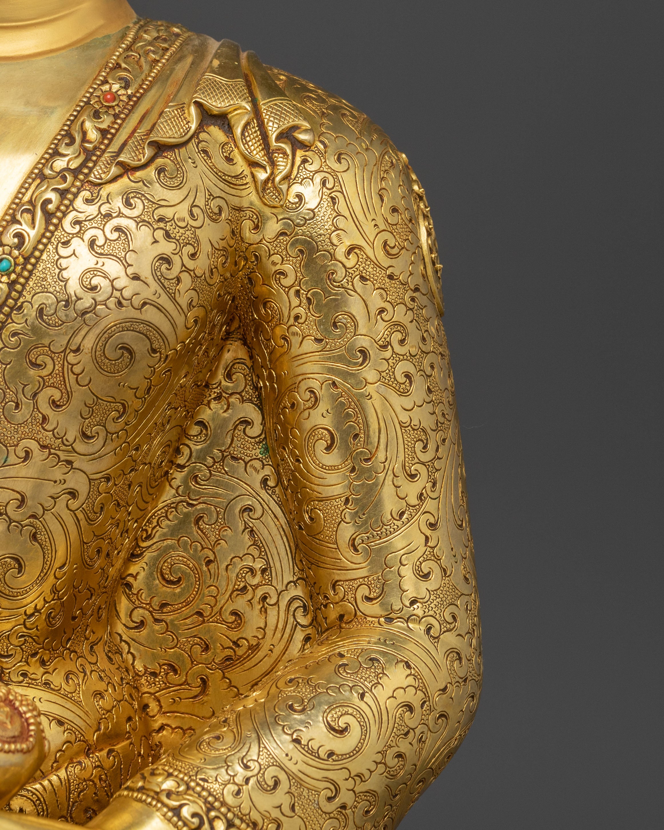 Shakyamuni Buddha Fire Gold Gilded Figurine | Home Decor