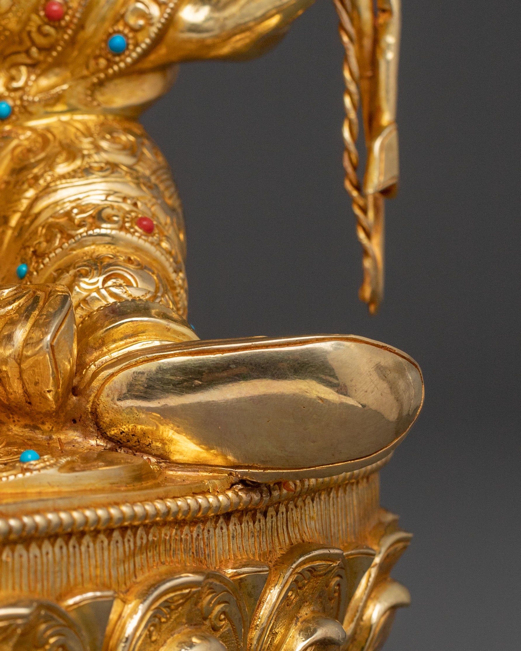 Wealth King Gesar Sculpture: 24K Gold Gilded
