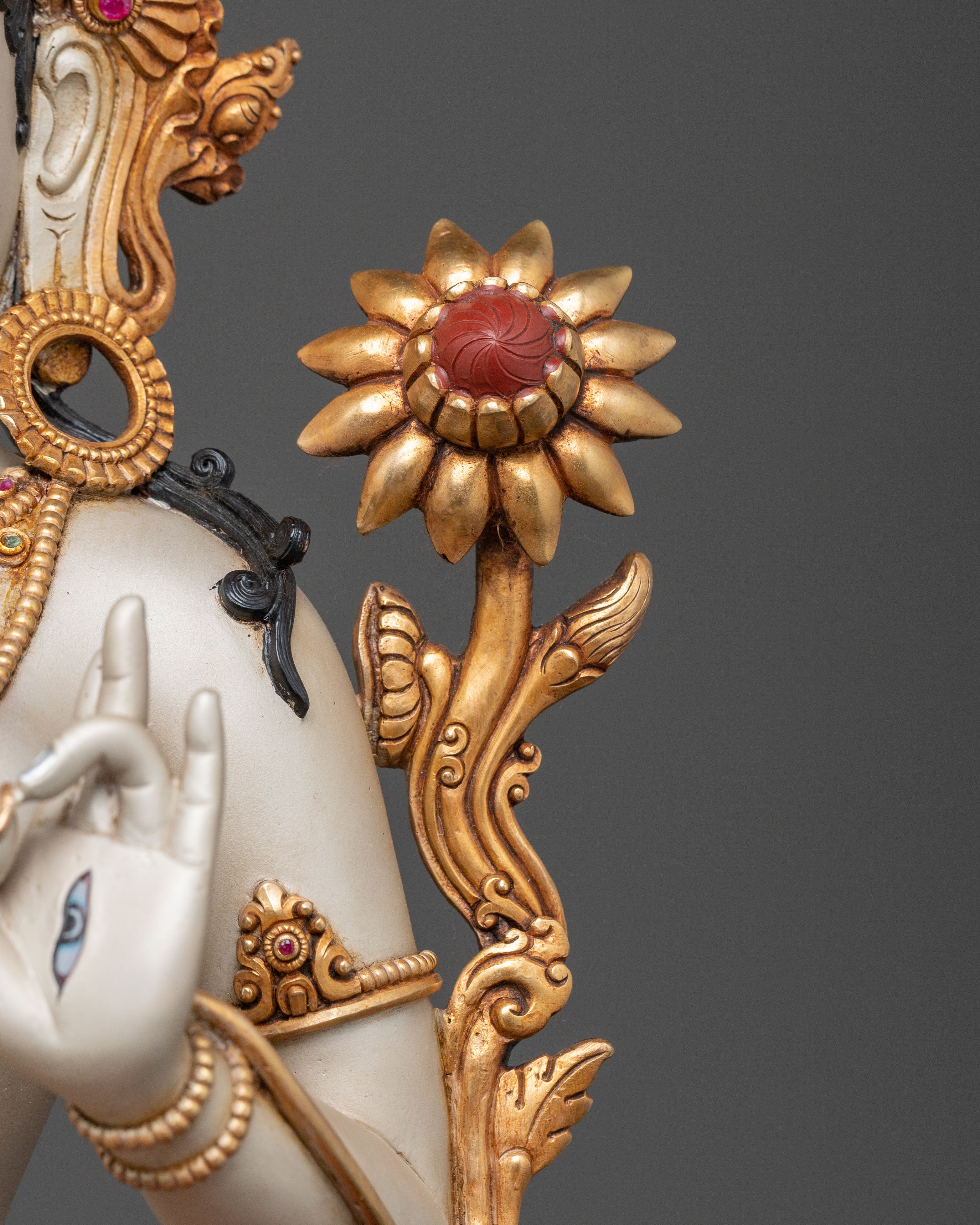 White Tara: Radiant 24K Gold Gilded Sculpture
