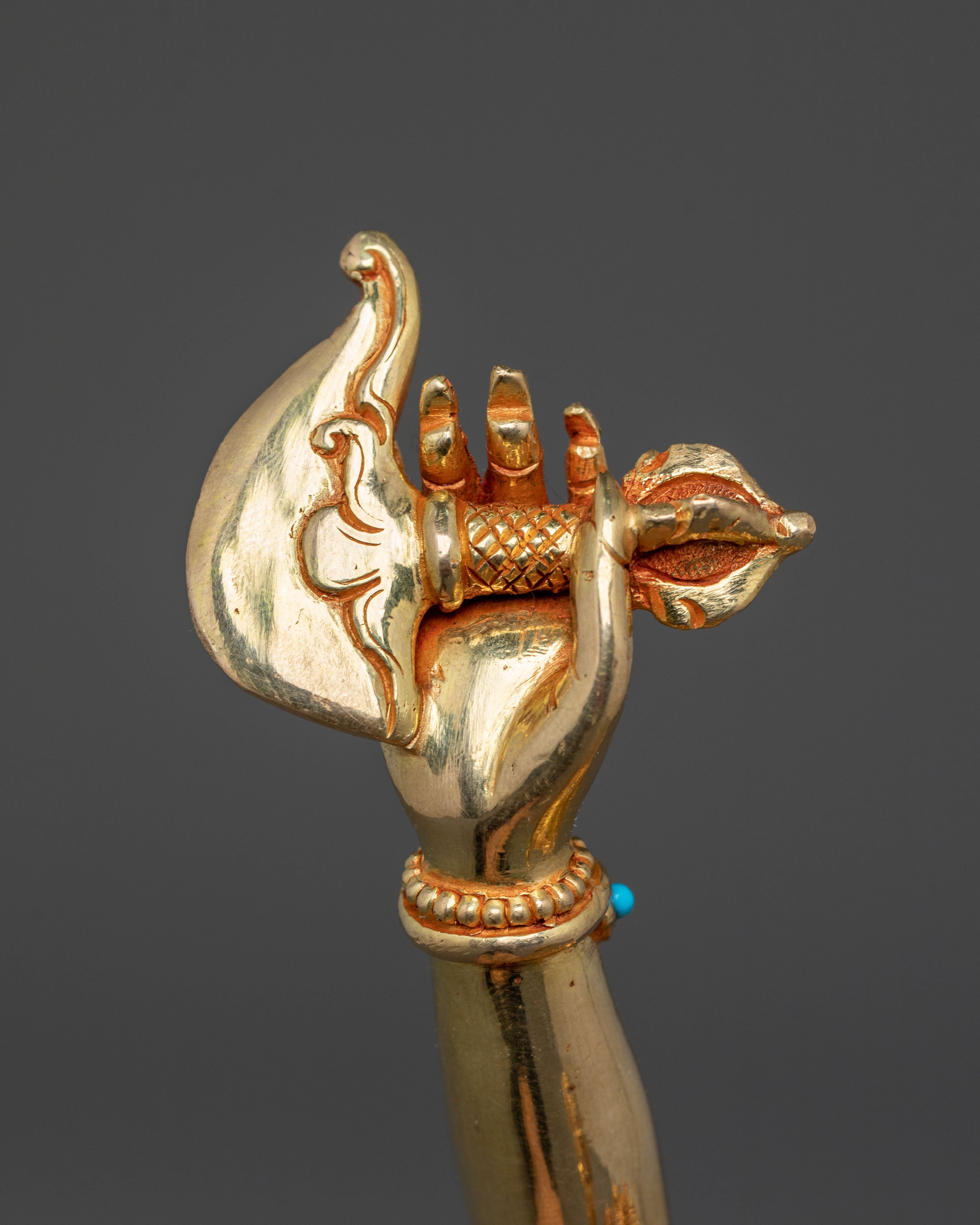Chaturbhuja Mahakala Statue with Consort | Golden Figure