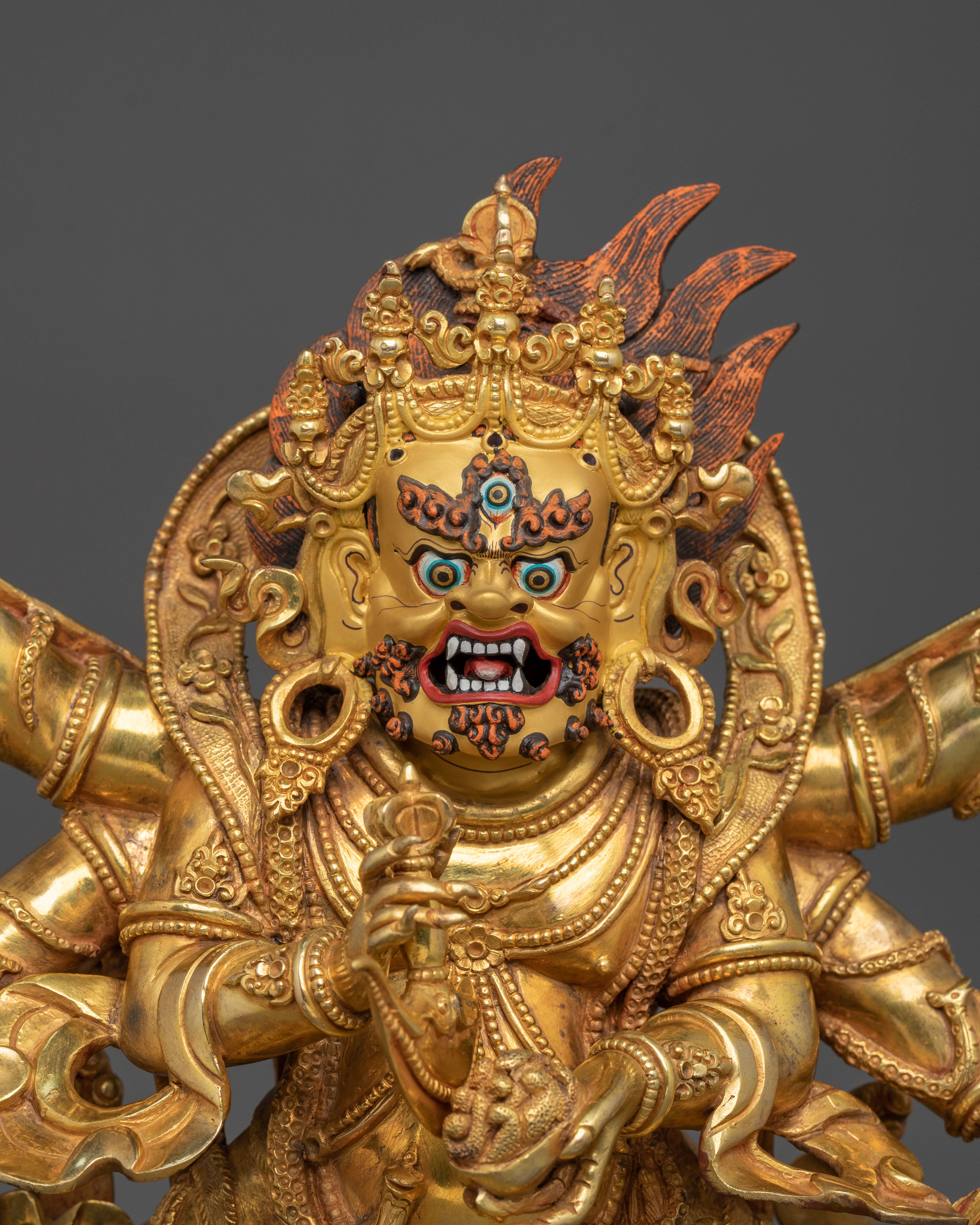 Six-Armed Mahakala Dharma Protector Statue | Wrathful Buddhist Guardian